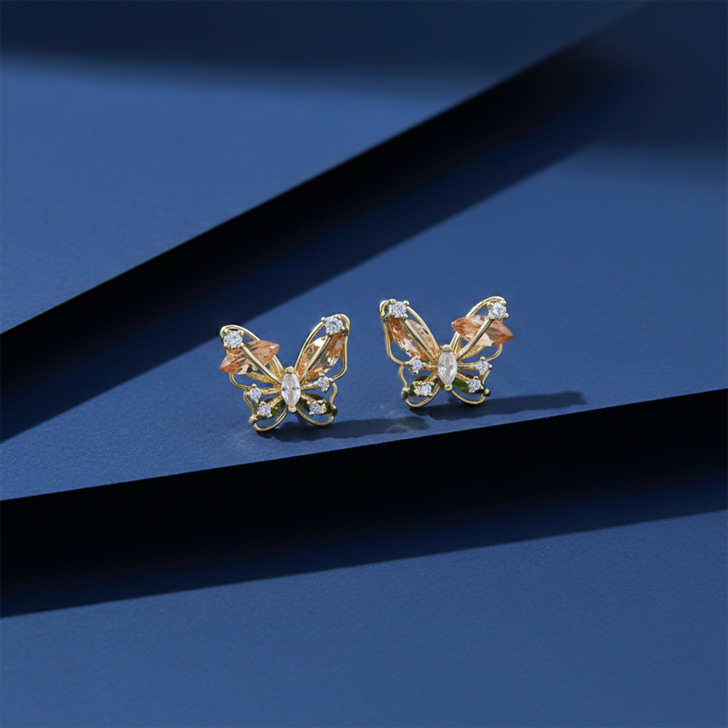Luxury Crystal Butterfly Gold Earrings