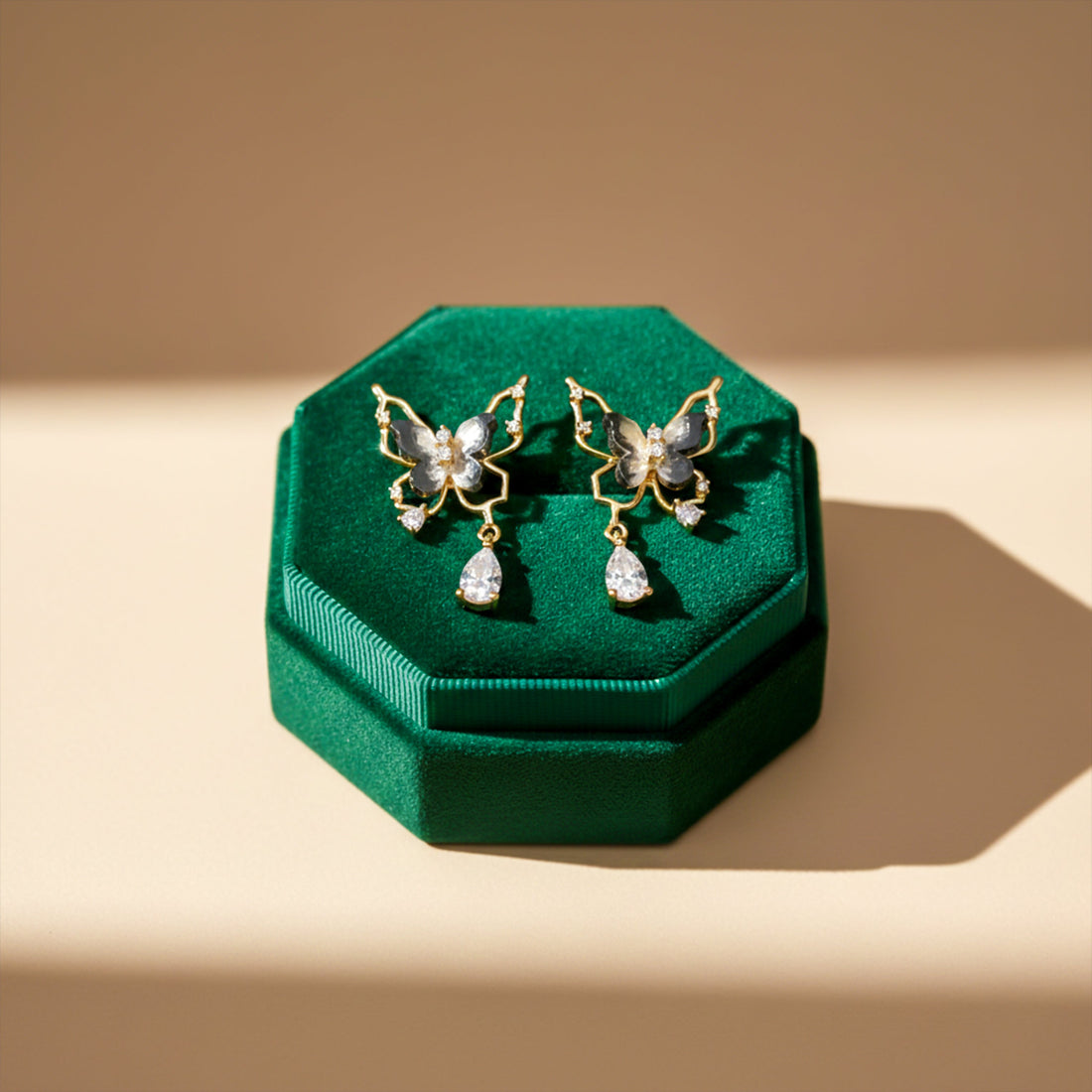Elegant Noir Butterfly Earrings