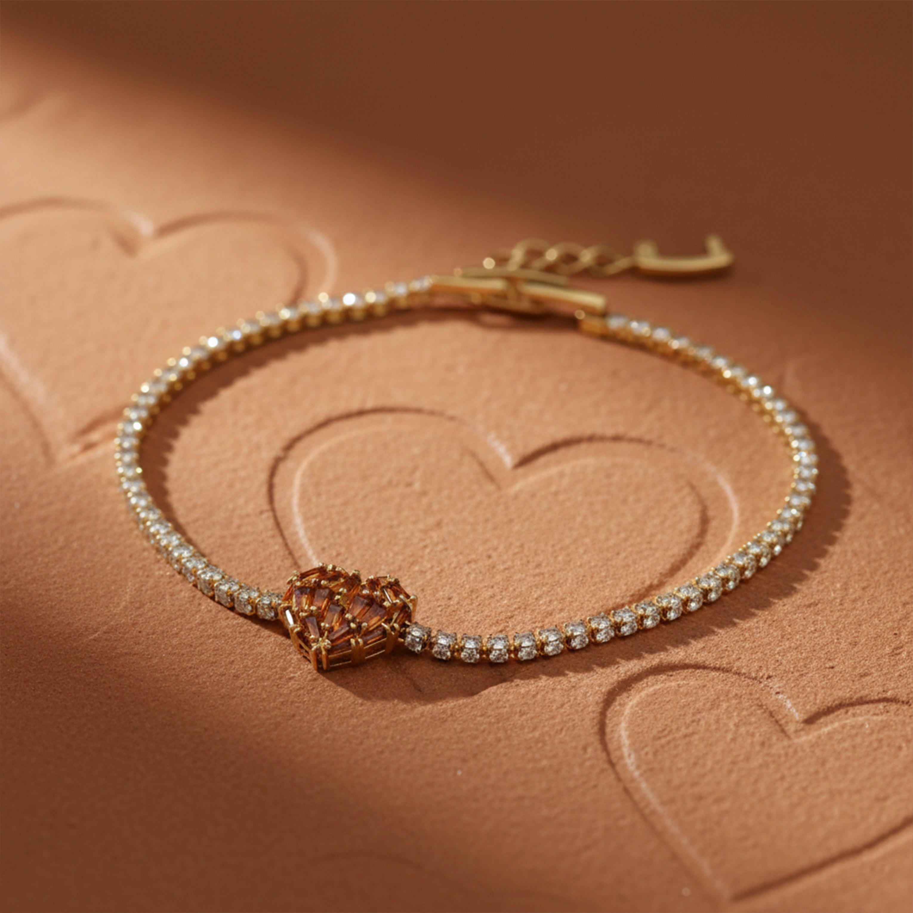Designer Heart Diamond Tennis Bracelet