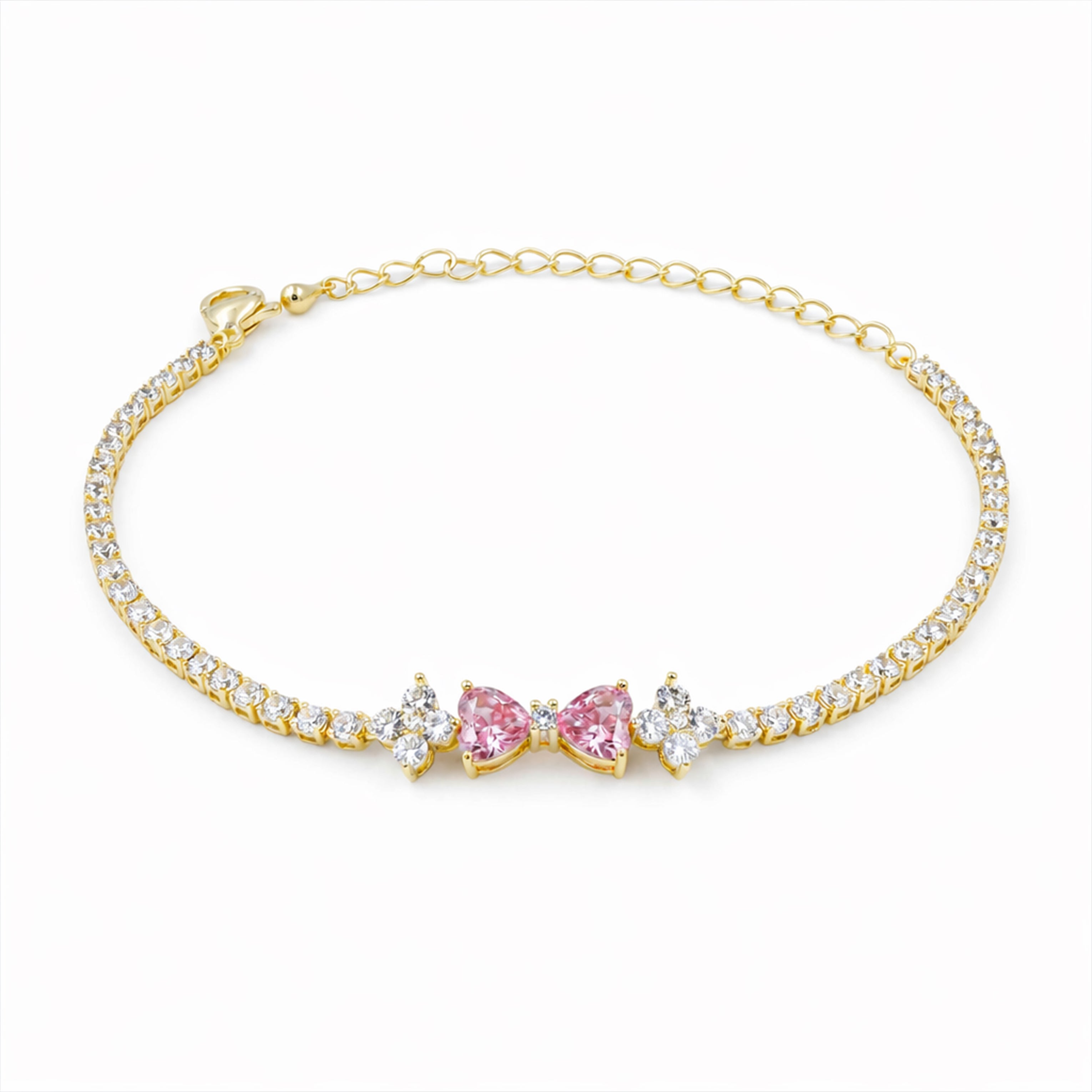 Aurora Pink Diamond Bow Bracelet