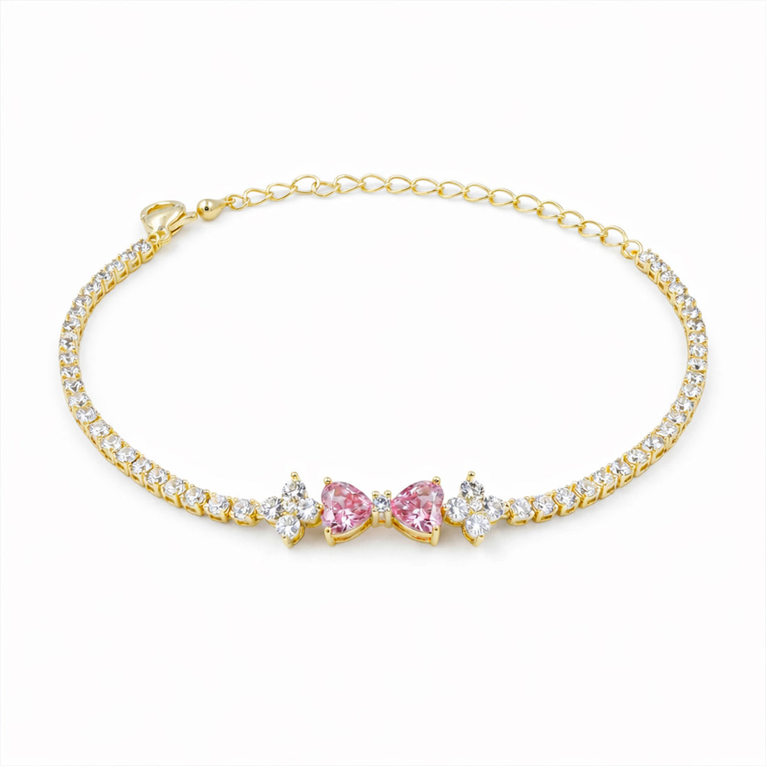 Aurora Pink Diamond Bow Bracelet