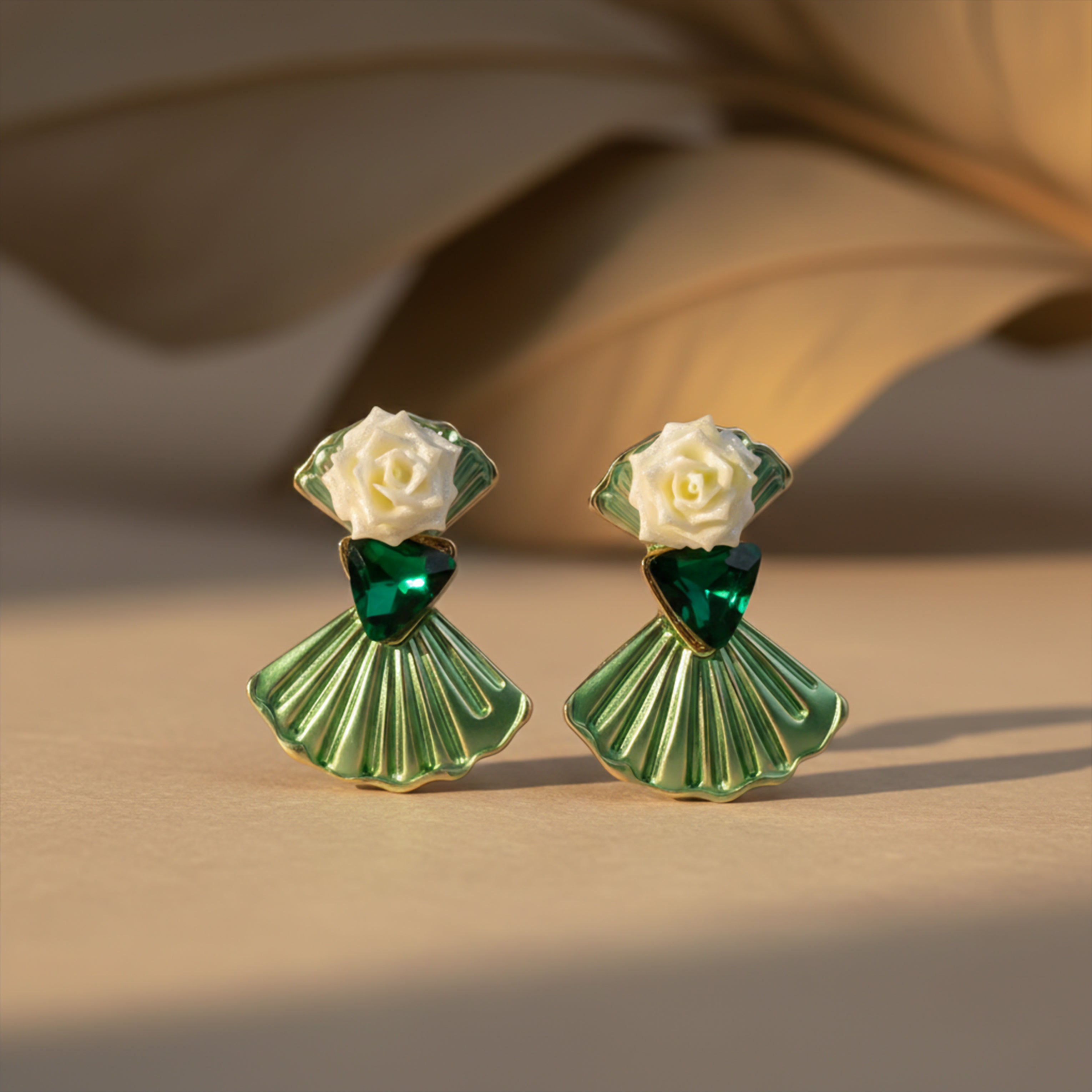 Luxury Blossom Emerald Earrings