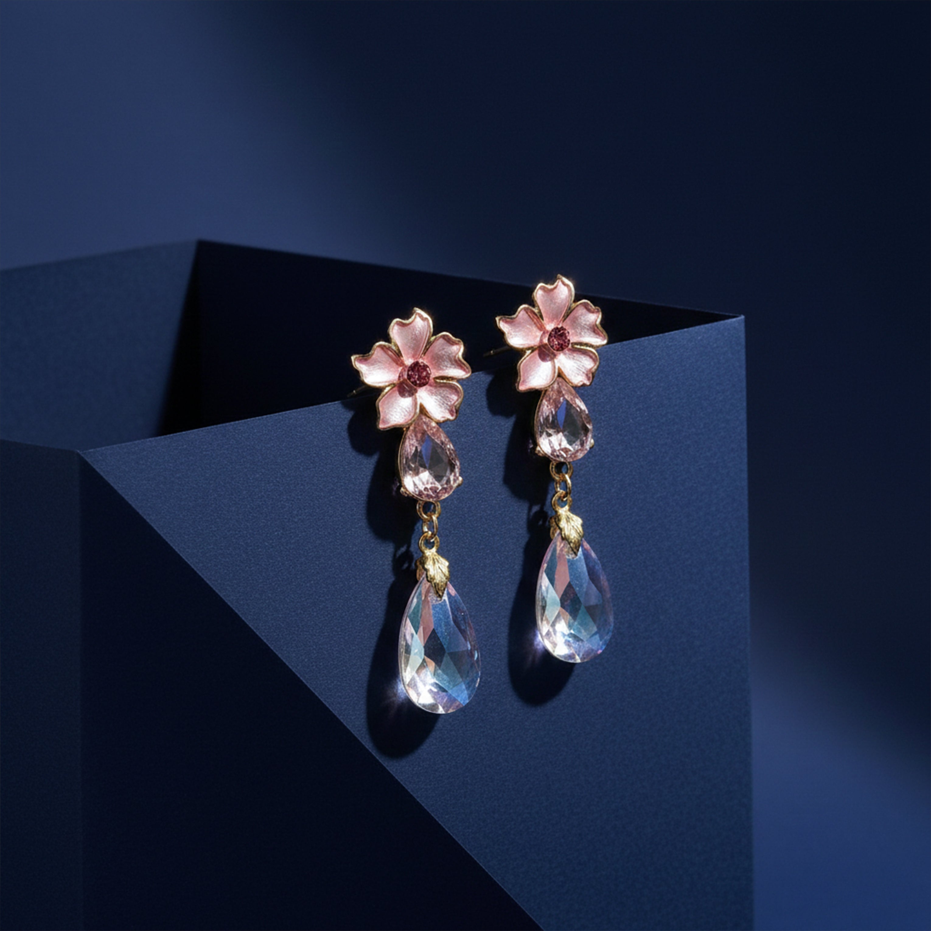 Blush Bloom Crystal Drop Earrings