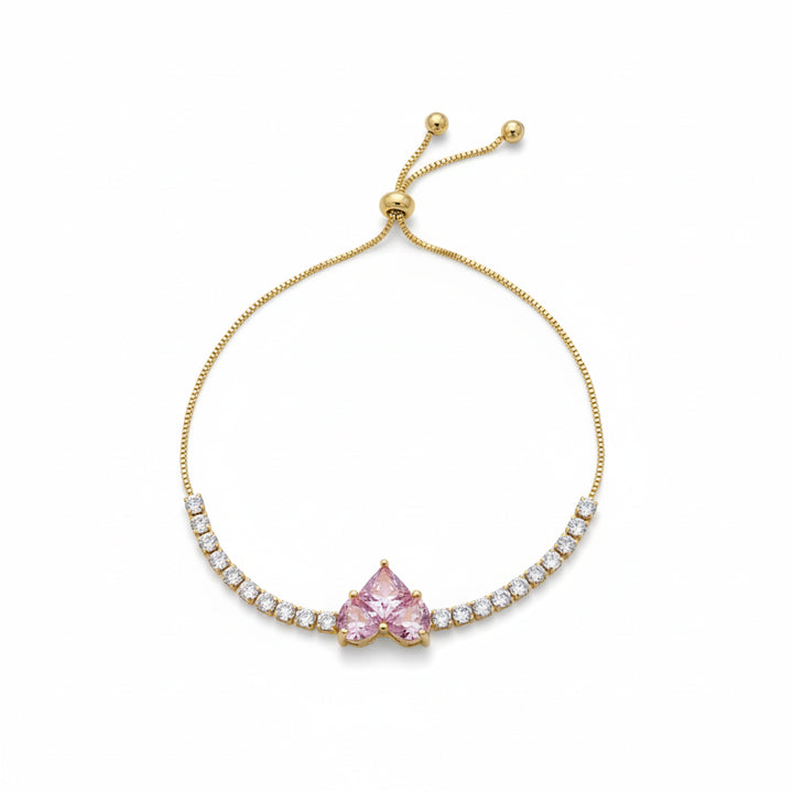 Pink Heart Diamond Tennis Bracelet
