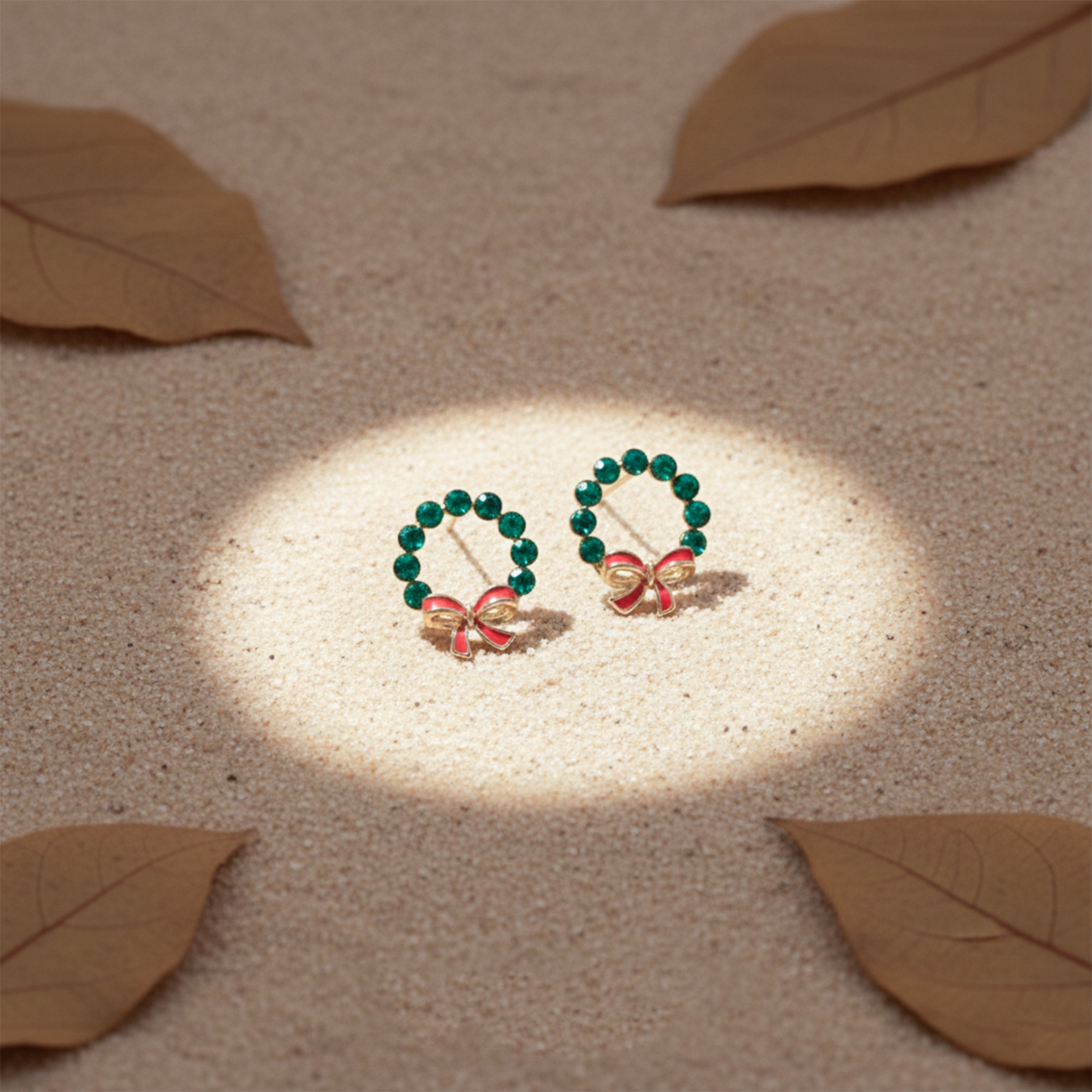 Elite Green Stone Bow Loop Earrings