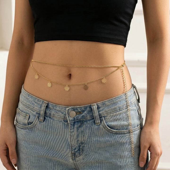 Golden Rose Drape Belly Chain