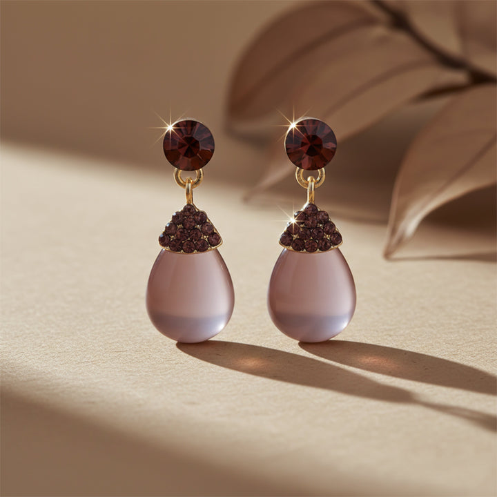 Elegant Mauve Pearl Drop Earrings