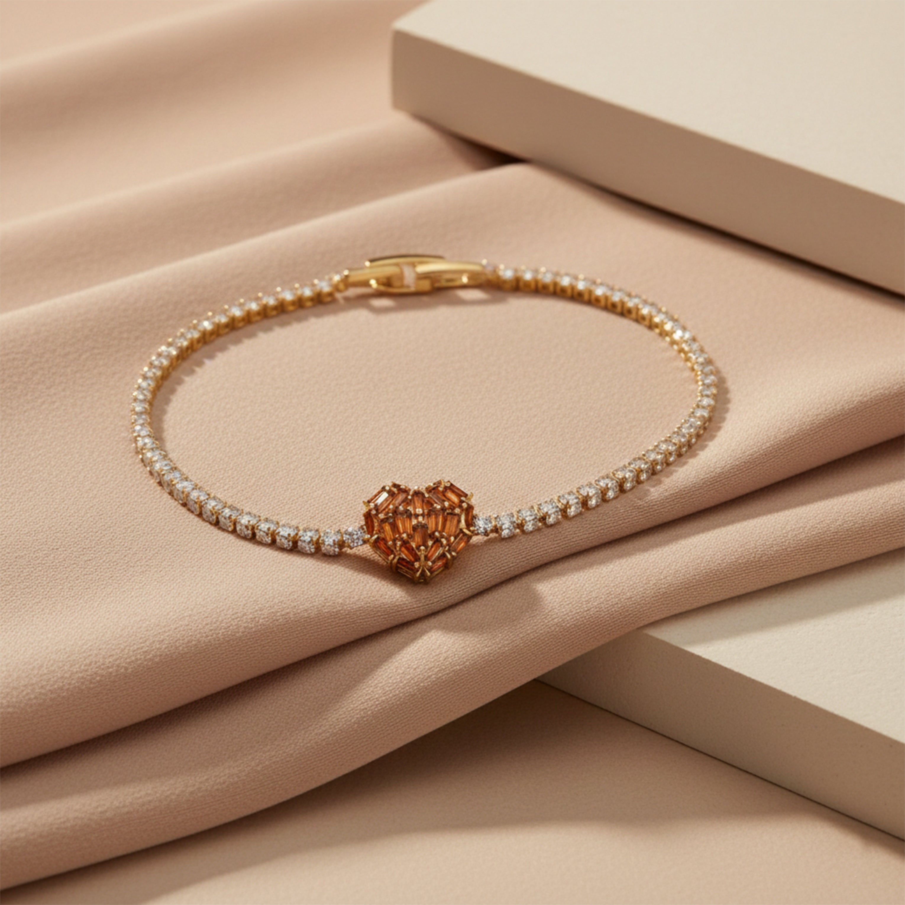 Designer Heart Diamond Tennis Bracelet