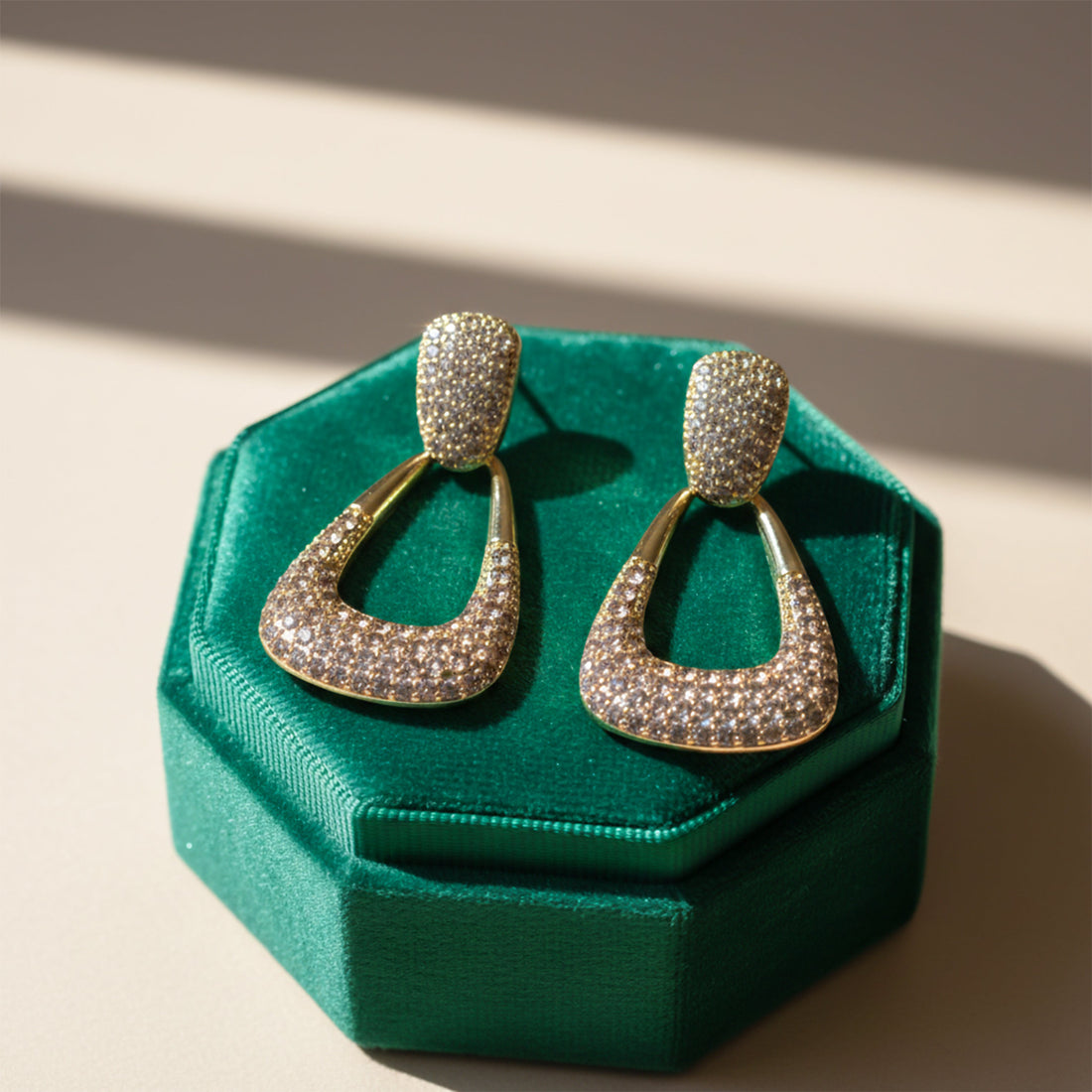 Luxe Zircon Drop Hoop Earrings