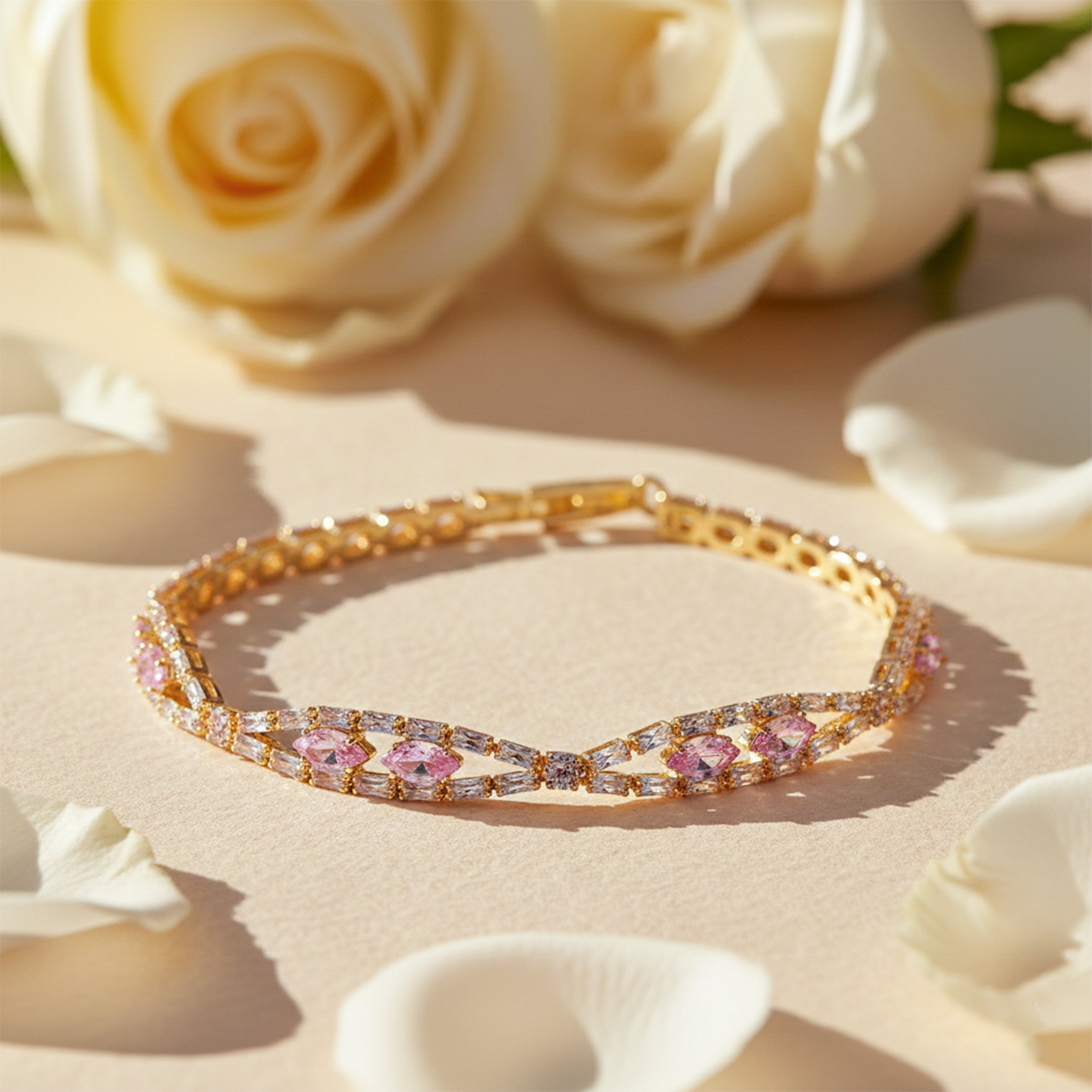 Celeste Pink Sapphire X-Link Diamond Bracelet