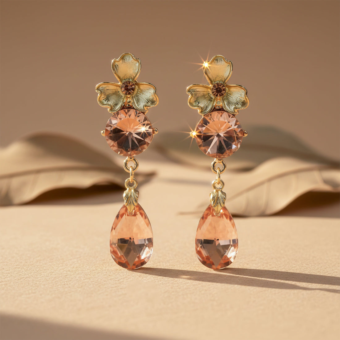 Peach Glow Luxe Danglers Earrings