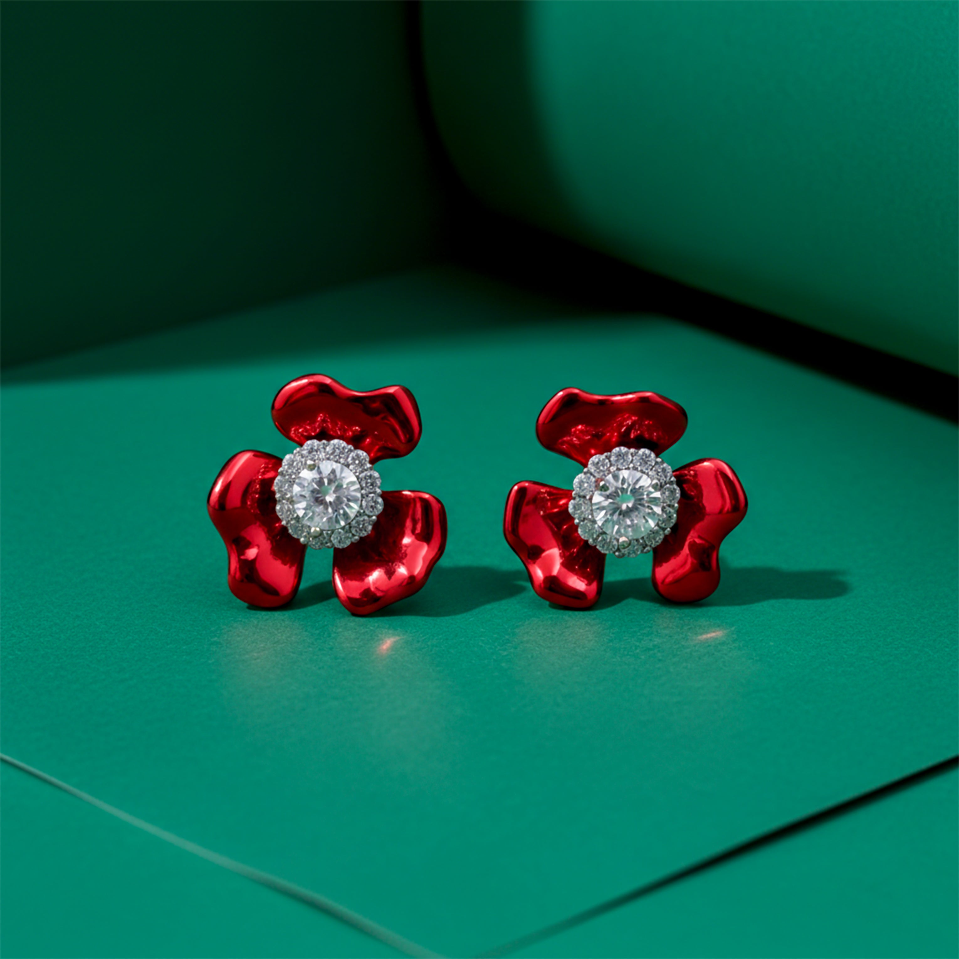Red Blossom Crystal Luxury Earrings