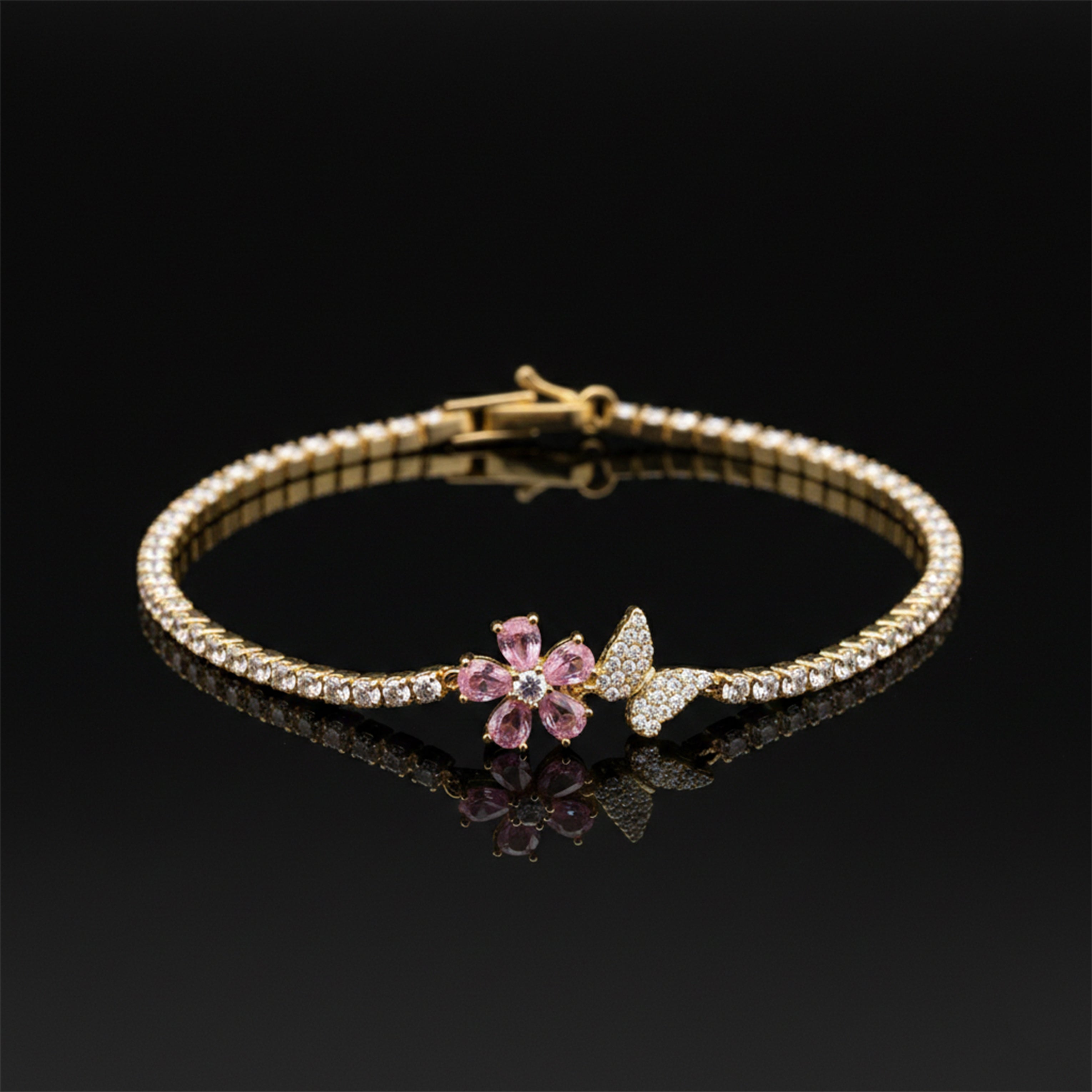Celestial Pink Blossom Tennis Bracelet