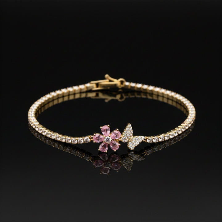 Celestial Pink Blossom Tennis Bracelet