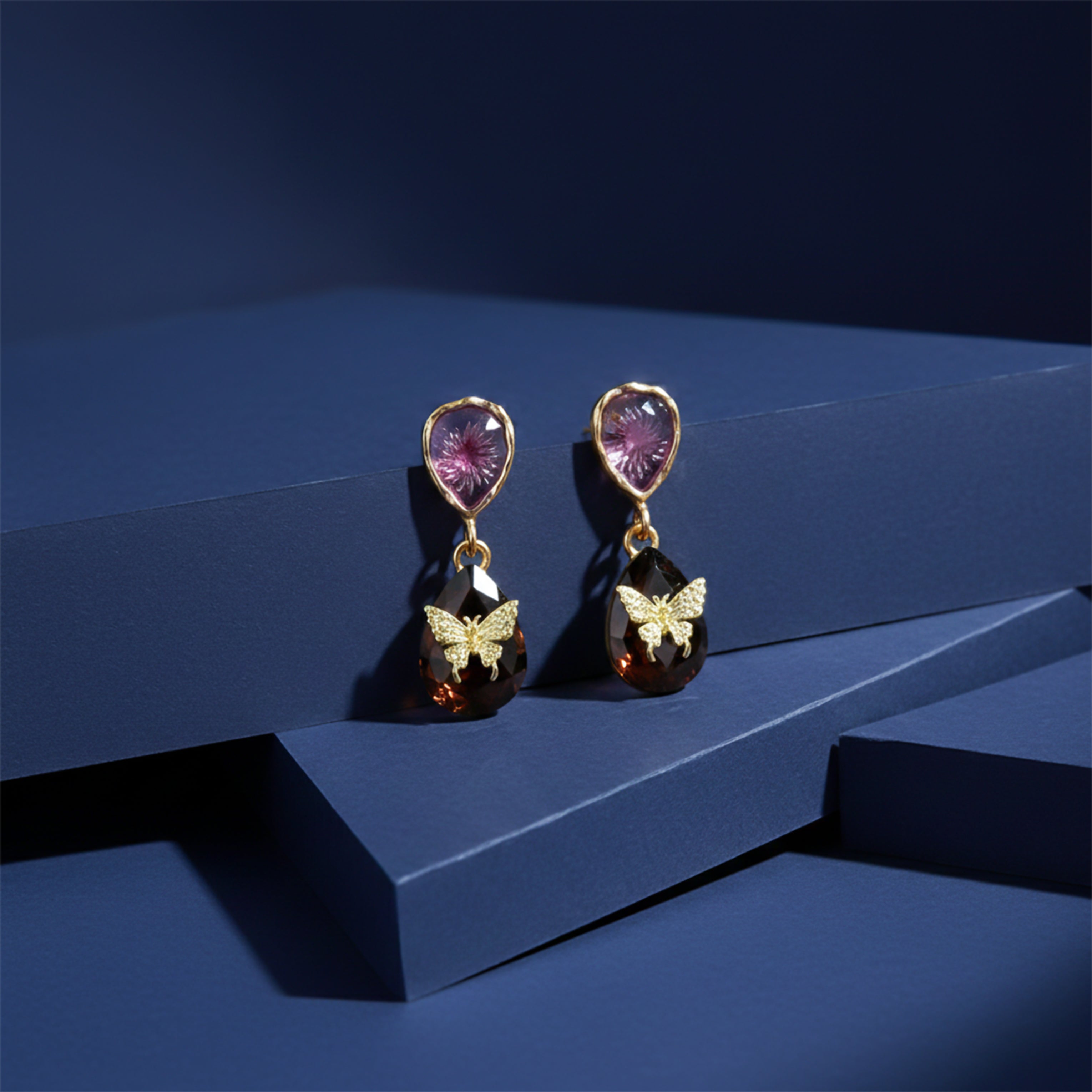 Butterfly Gemstone Drop Earrings