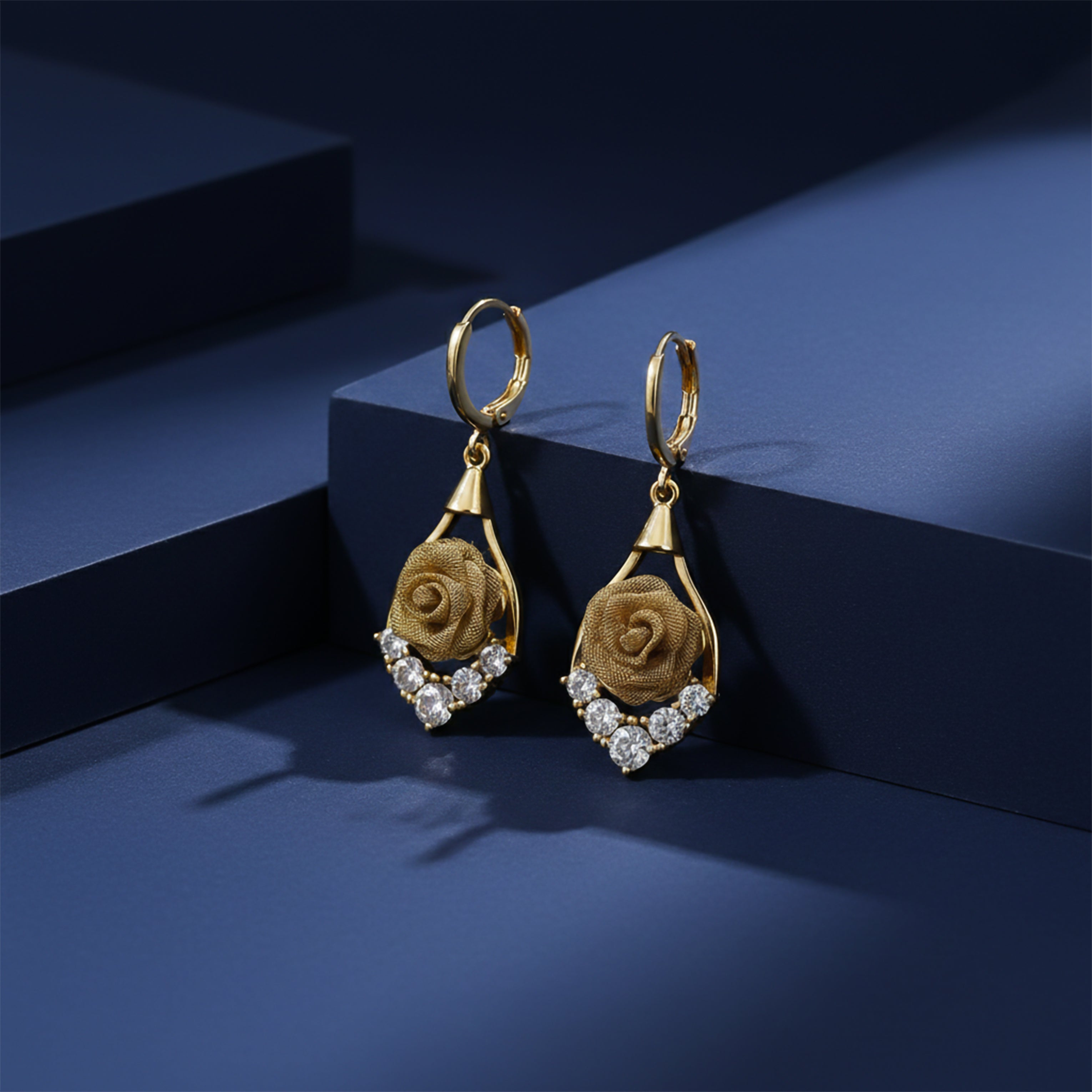 Classic Gold Flower Drop Earrings