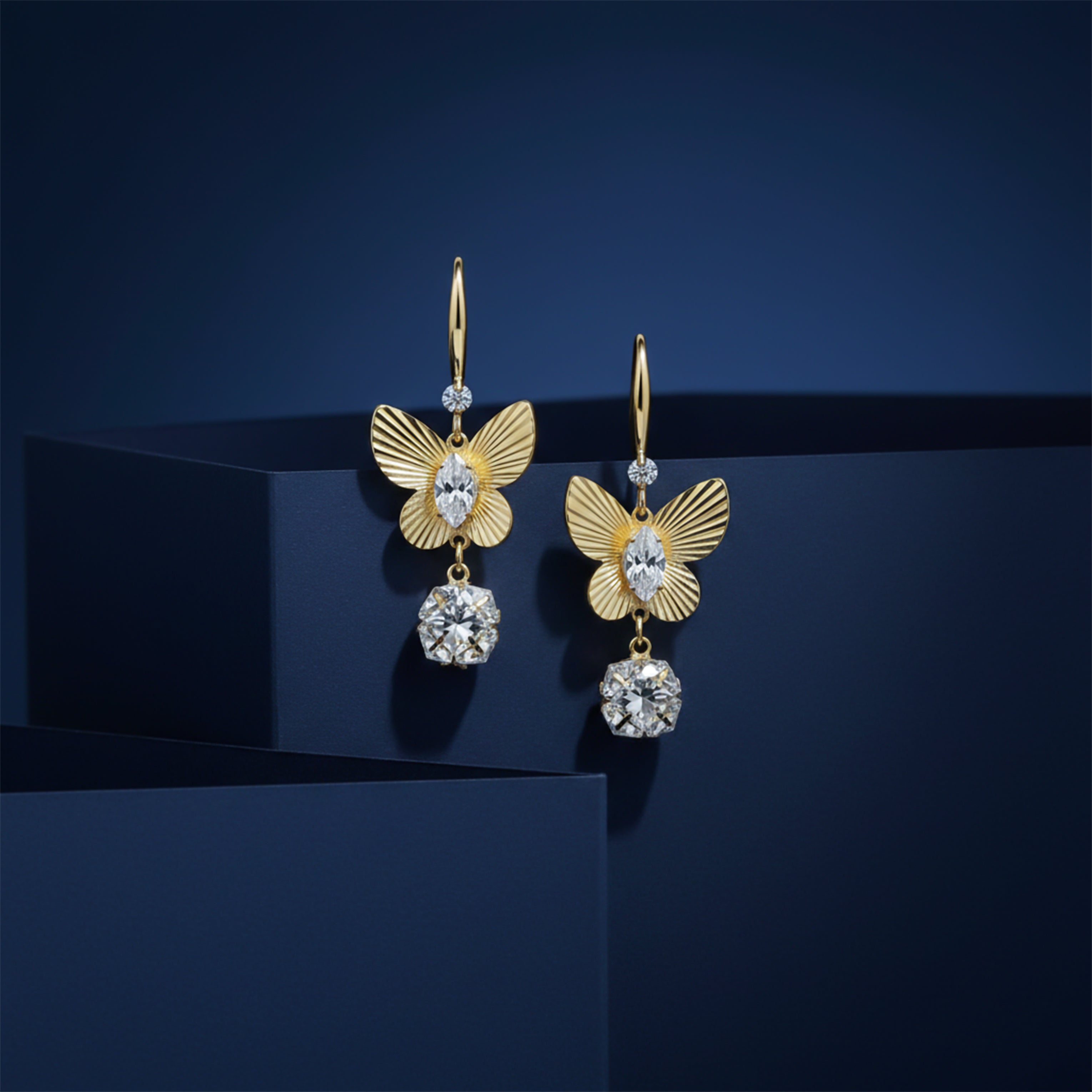 Golden Butterfly Drop Earrings