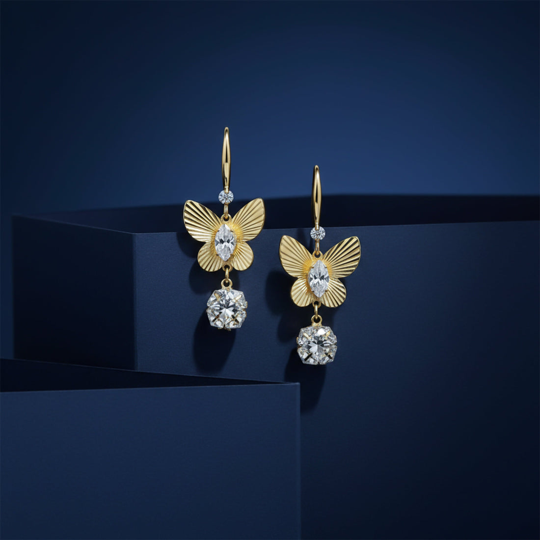 Golden Butterfly Drop Earrings