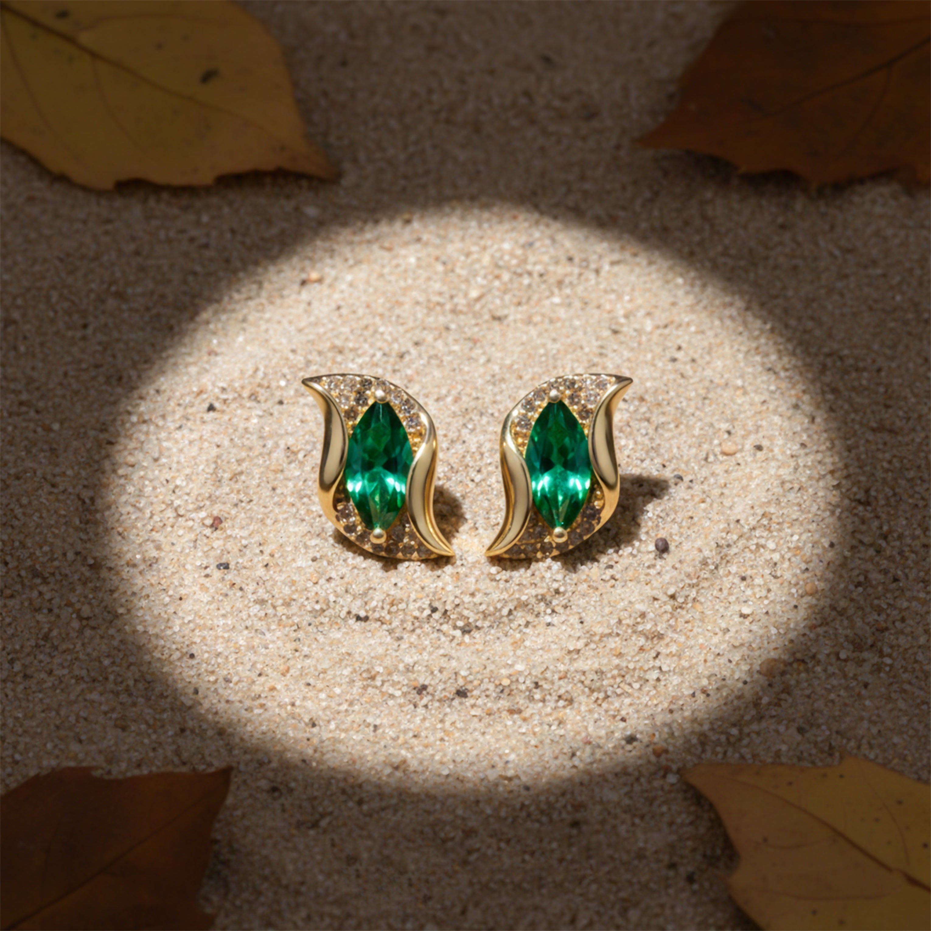 Velvet Green Luxe Curve Earrings