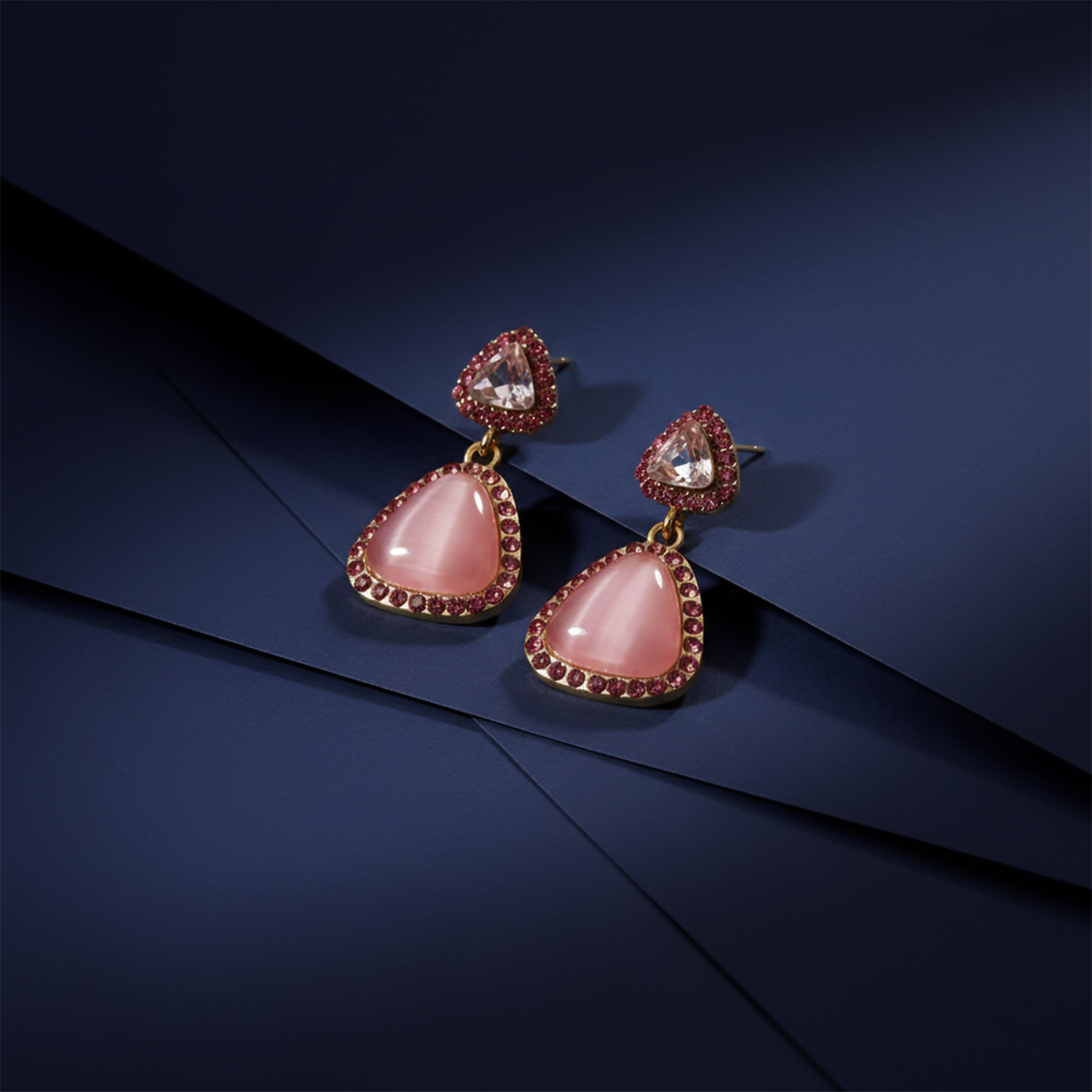 Rose Aura Gemstone Dangle Earrings