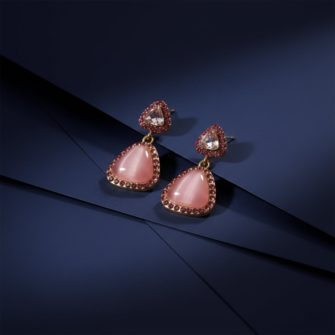Rose Aura Gemstone Dangle Earrings