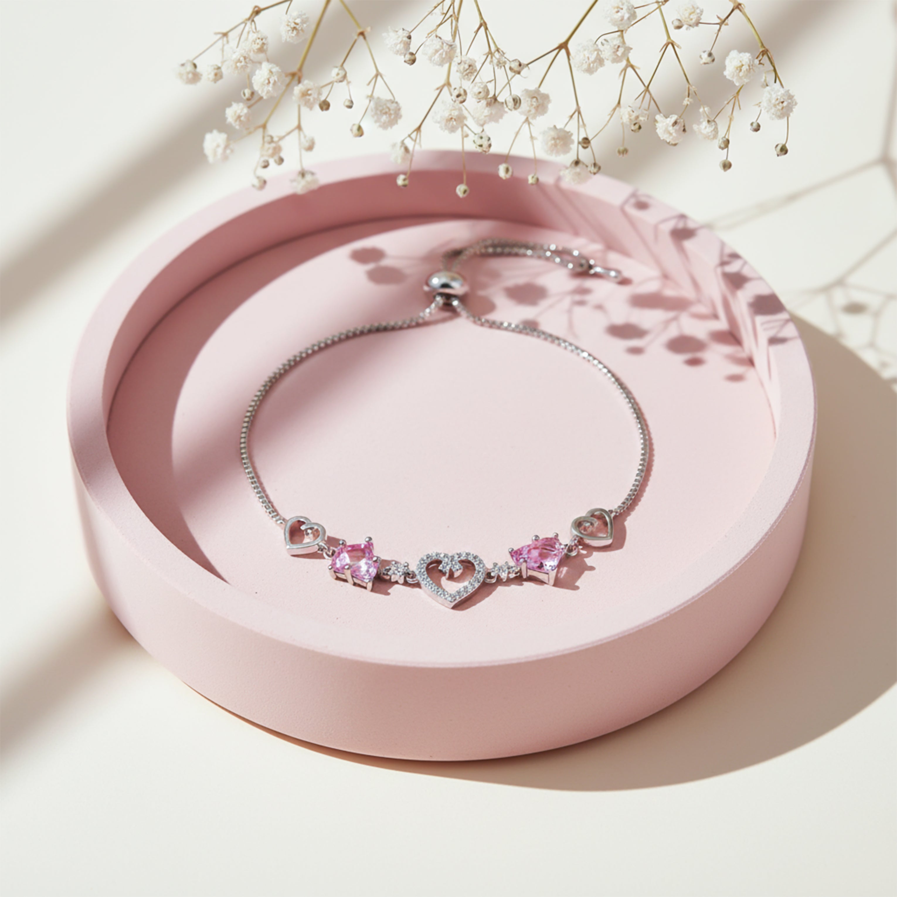 Rosé Lumière Heart Crystal Bracelet