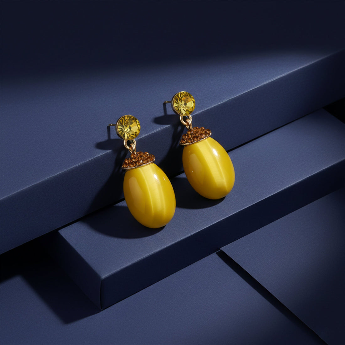 Sunlit Elegance Cat Eye Earrings