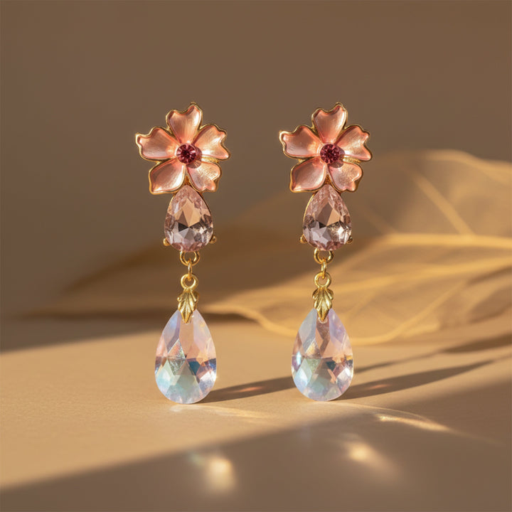 Blush Bloom Crystal Drop Earrings