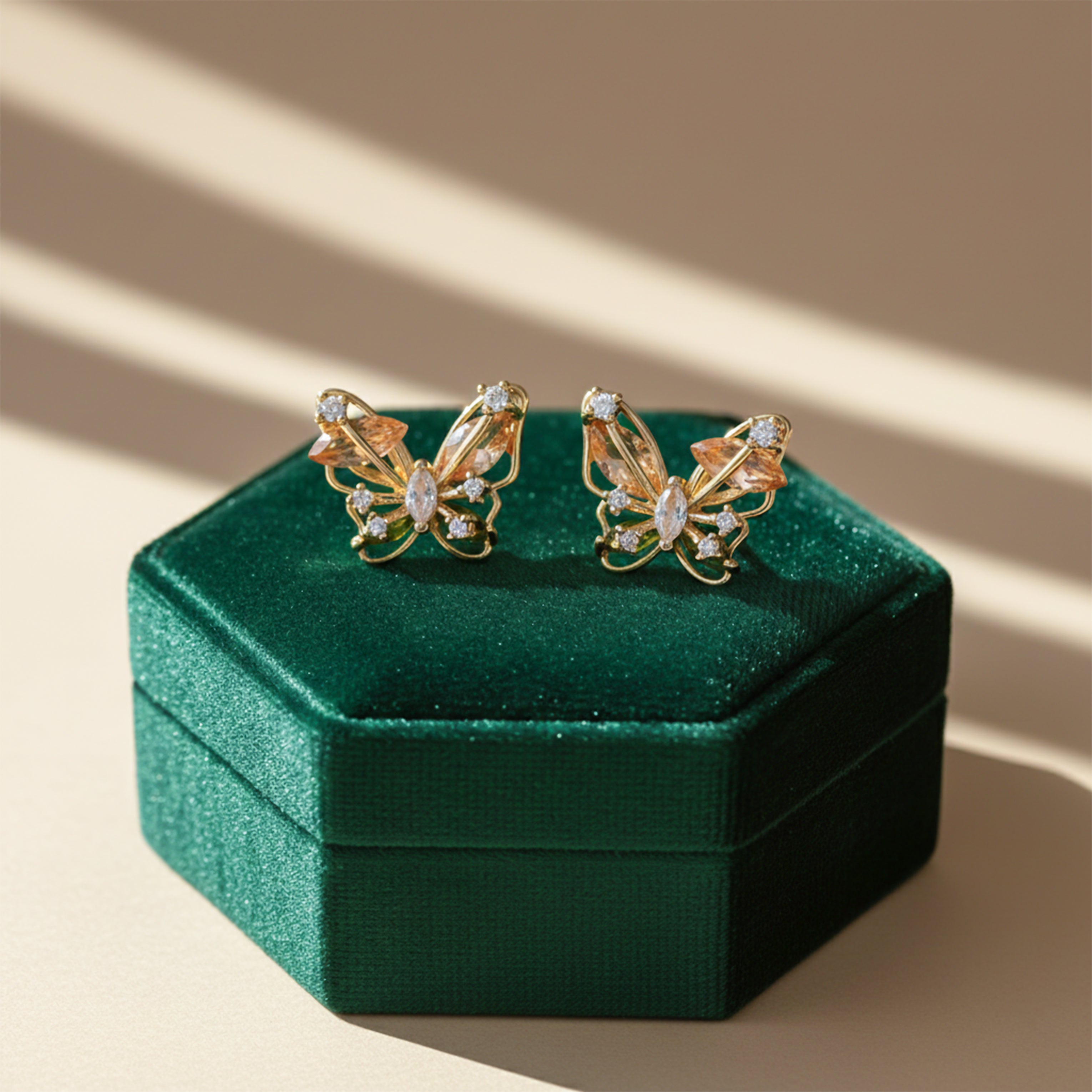 Luxury Crystal Butterfly Gold Earrings