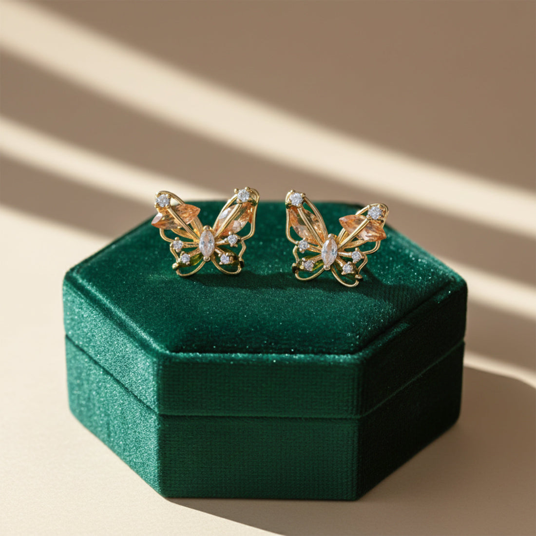Luxury Crystal Butterfly Gold Earrings
