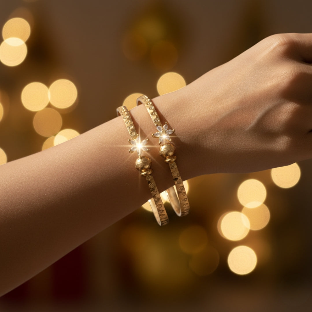 Floral Stone Kada Bangles