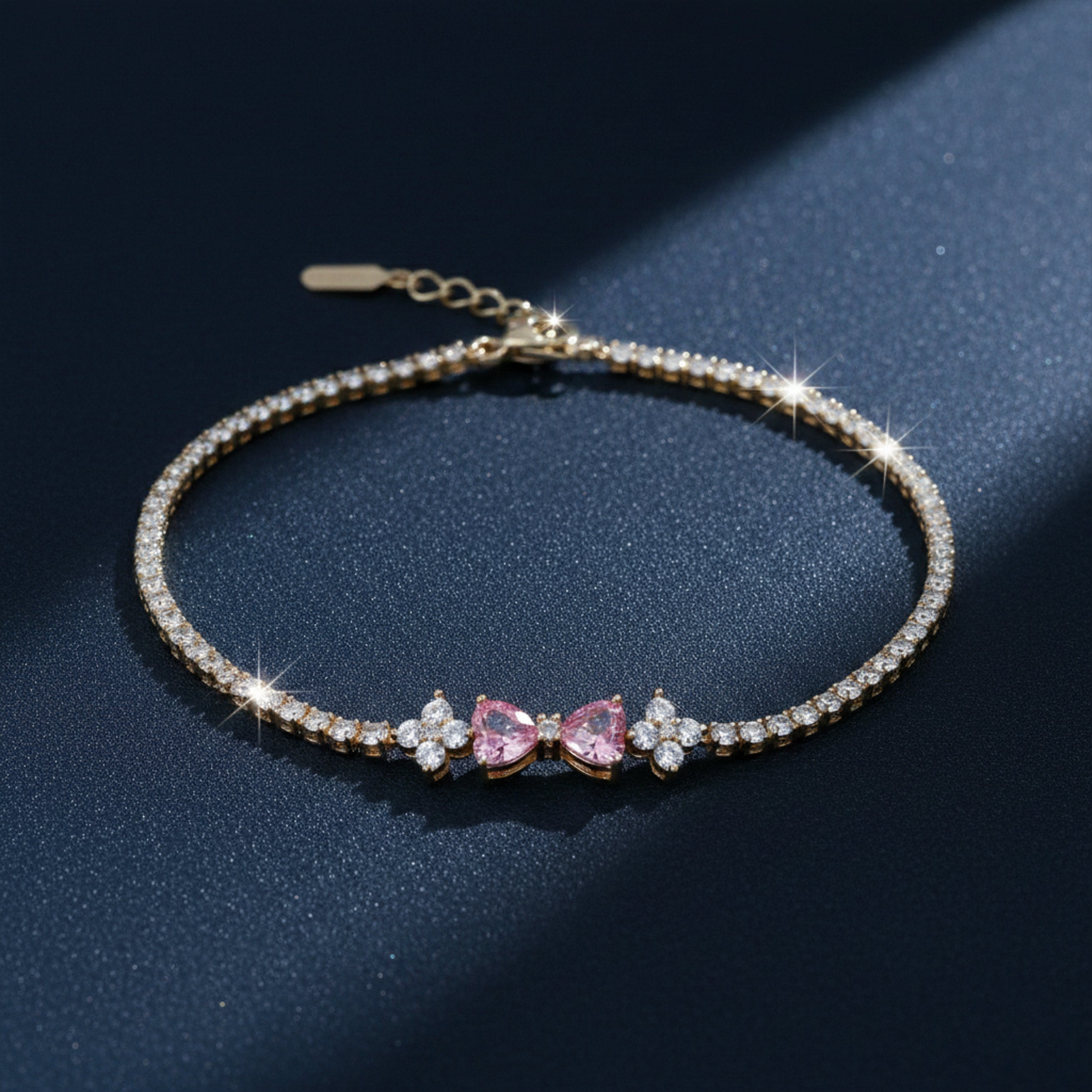 Aurora Pink Diamond Bow Bracelet