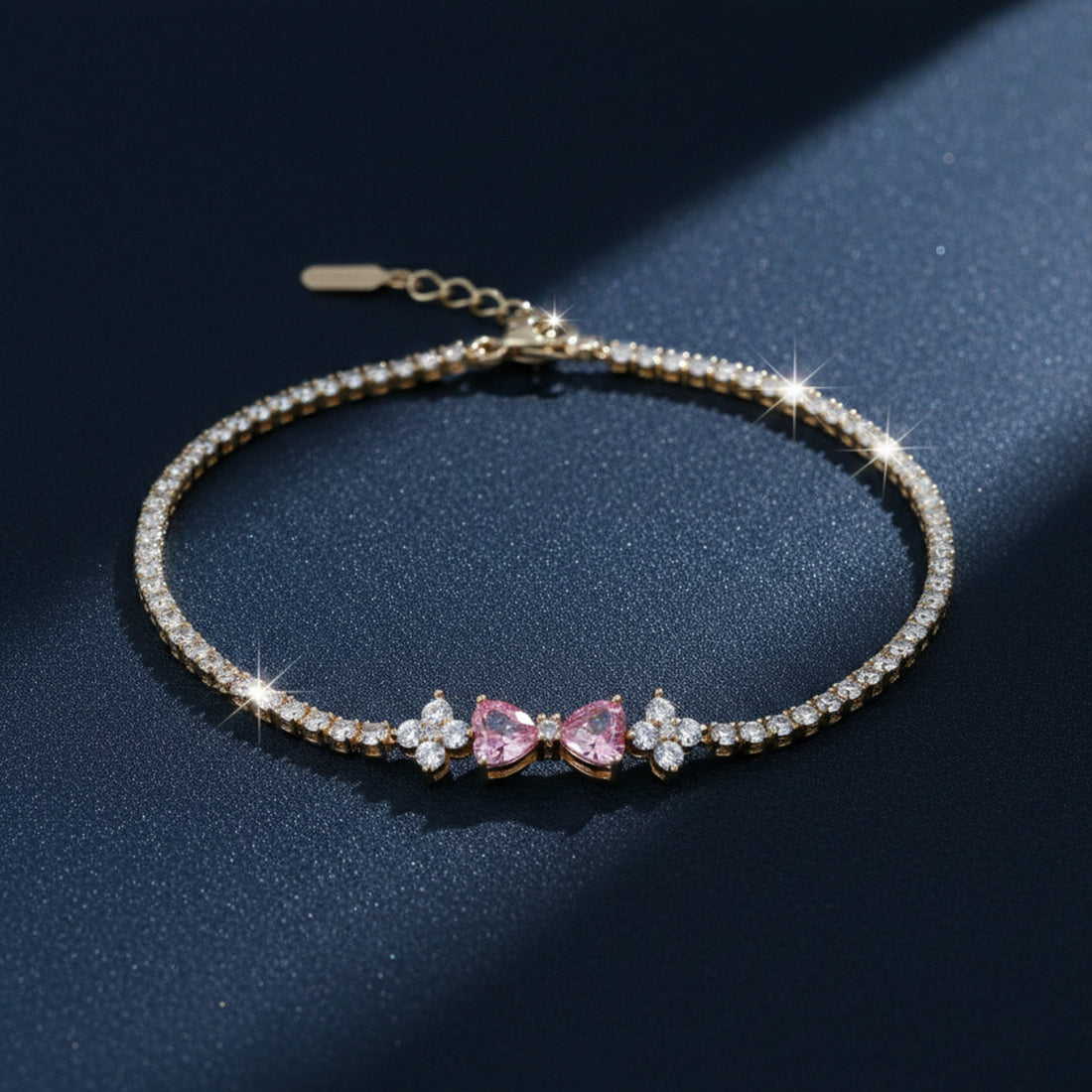 Aurora Pink Diamond Bow Bracelet