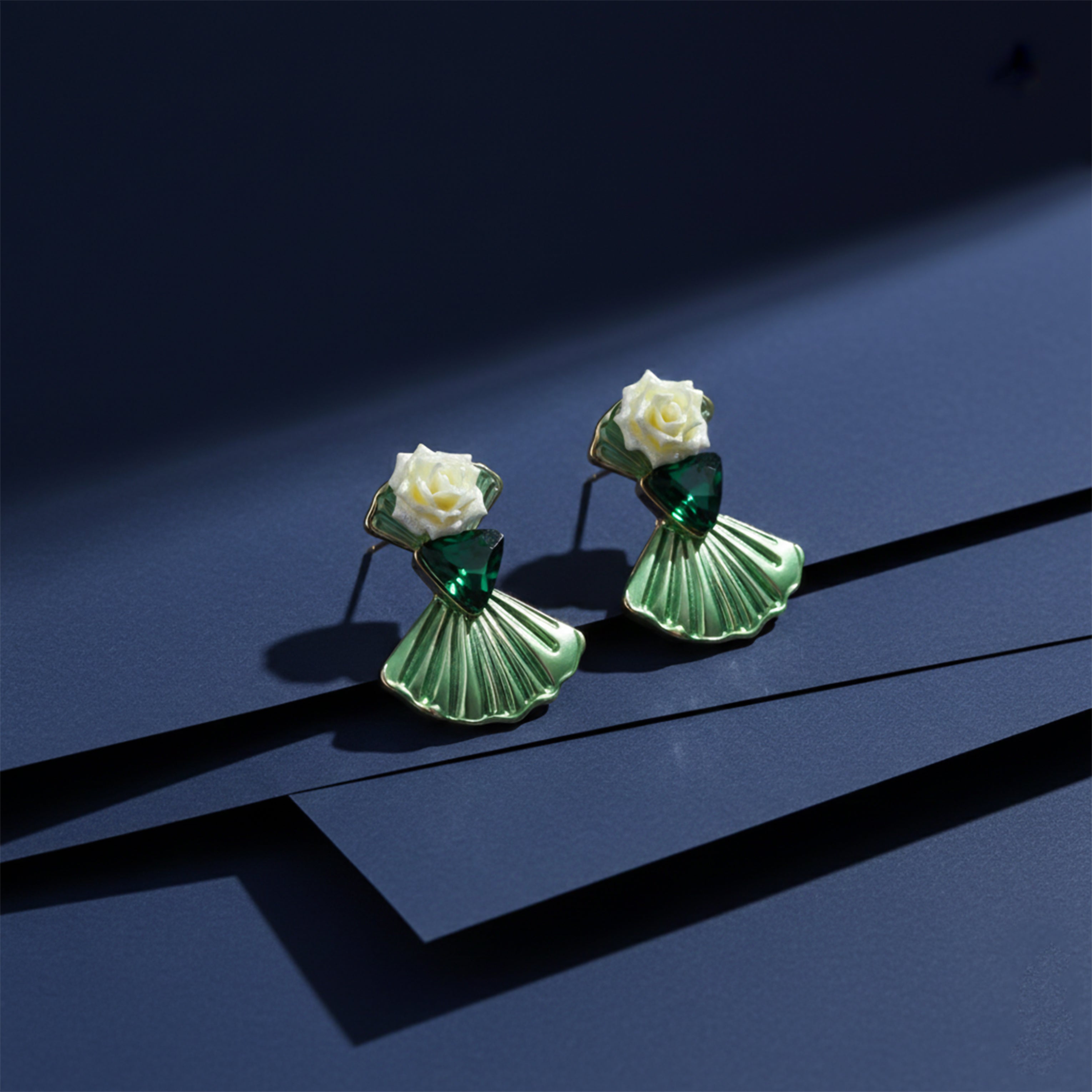 Luxury Blossom Emerald Earrings