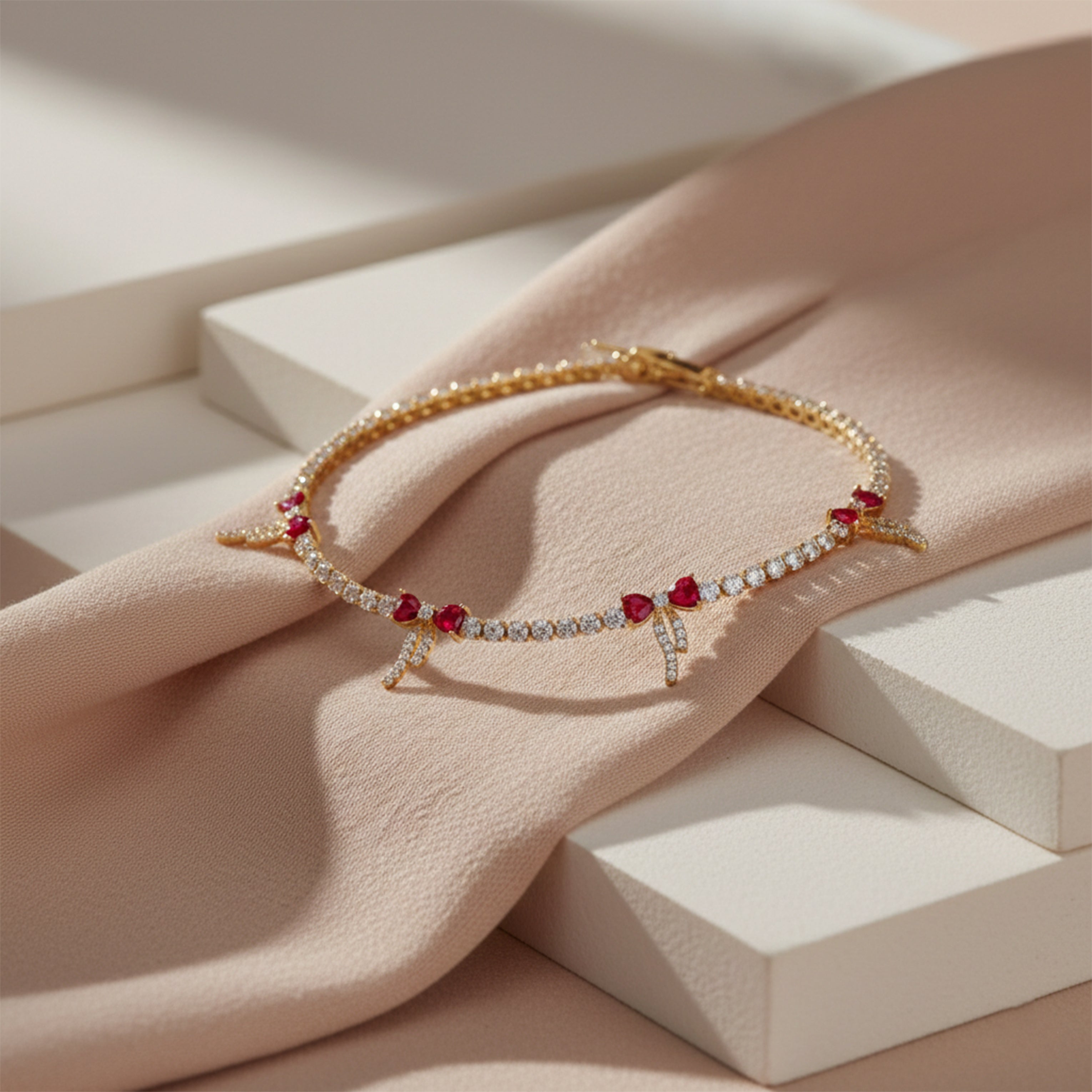 Crimson Luxe Diamond Bracelet