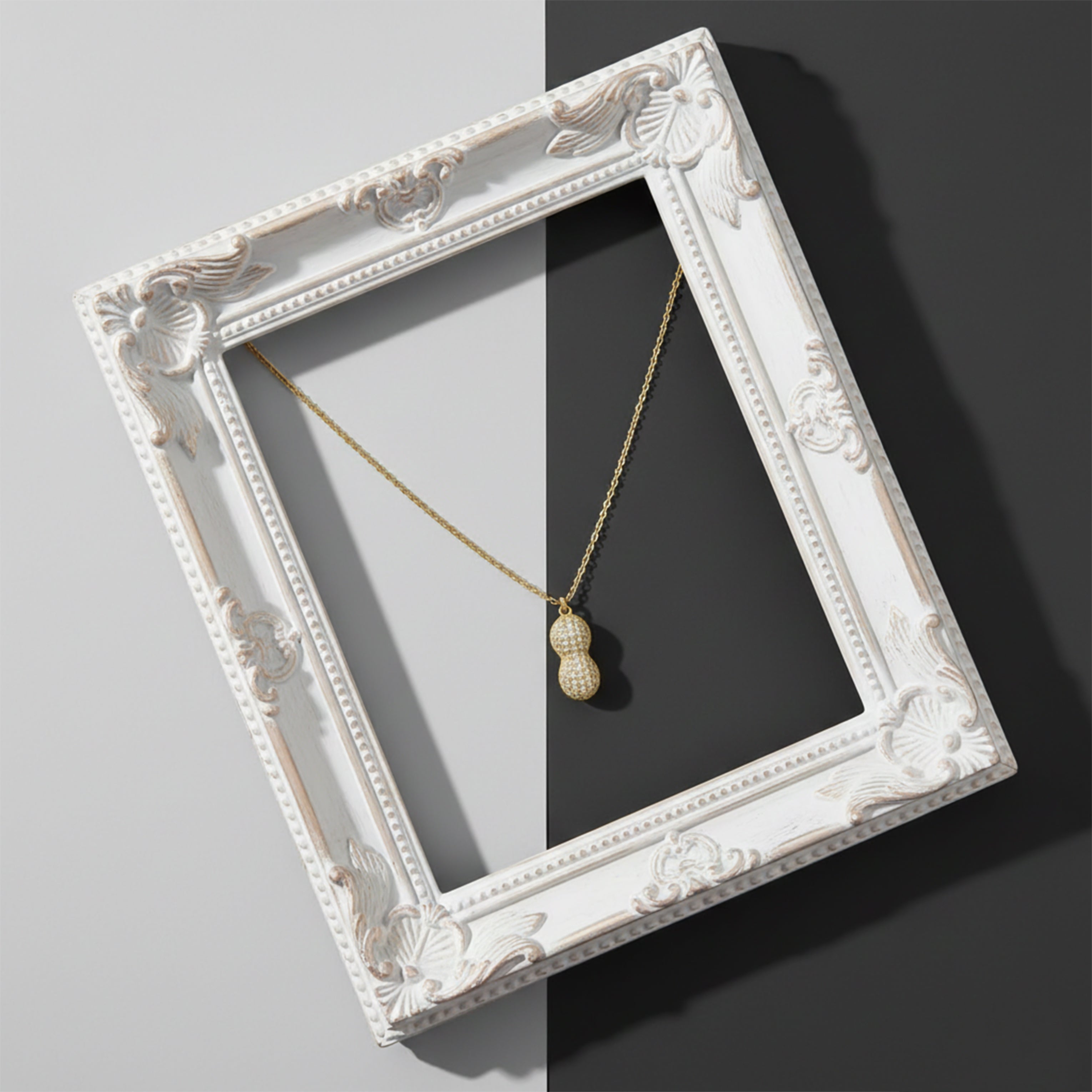 Golden Peanut Pearl Pendant Necklace