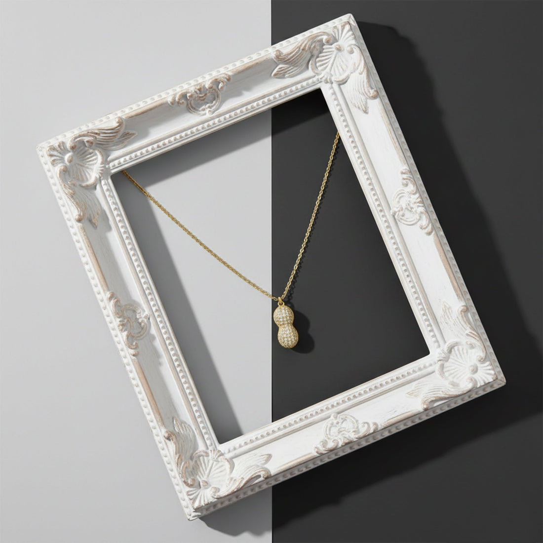 Golden Peanut Pearl Pendant Necklace