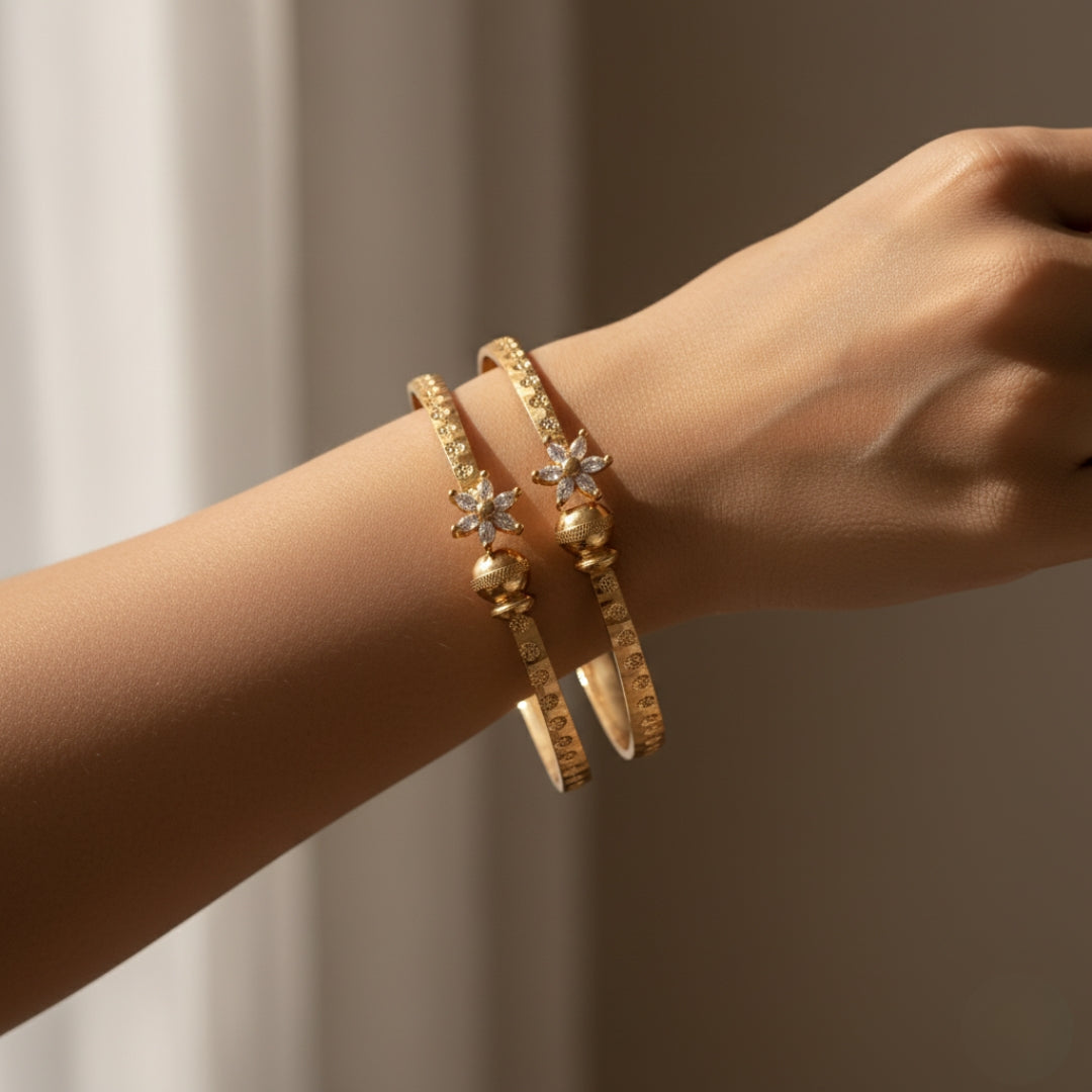 Floral Stone Kada Bangles