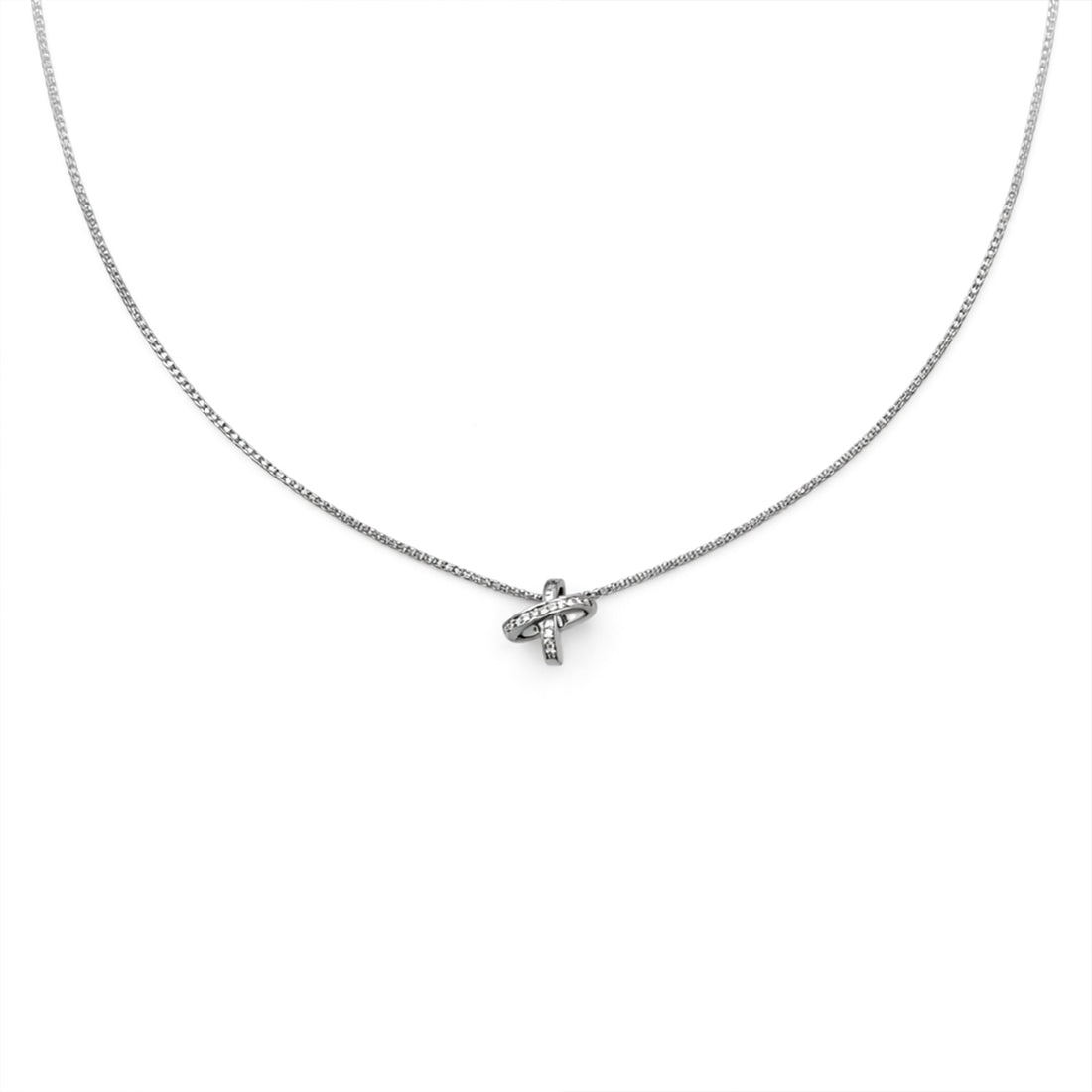 Infinity Cross Diamond Silver Necklace