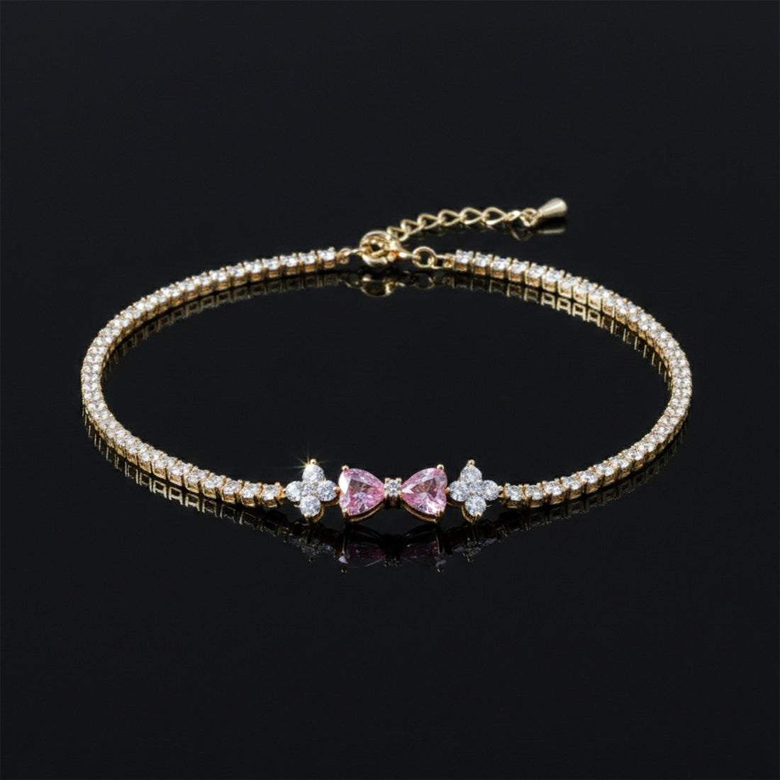 Aurora Pink Diamond Bow Bracelet