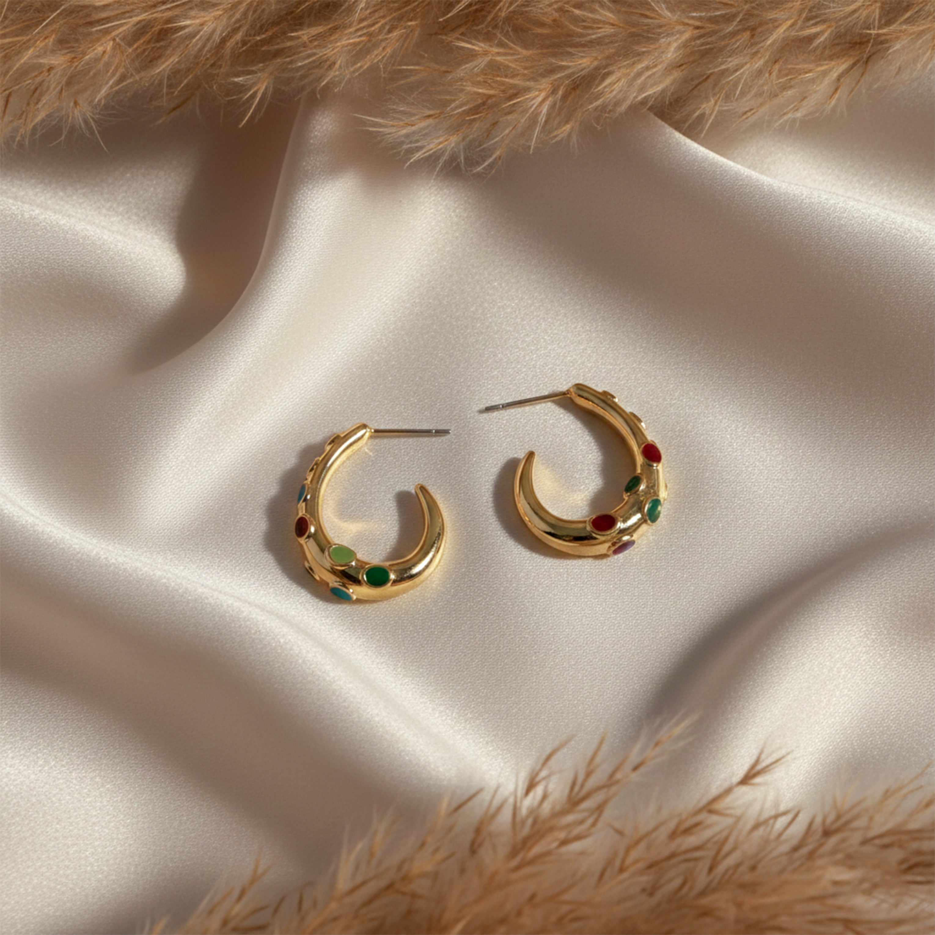 LuxeNova Colorstone Hoop Earrings