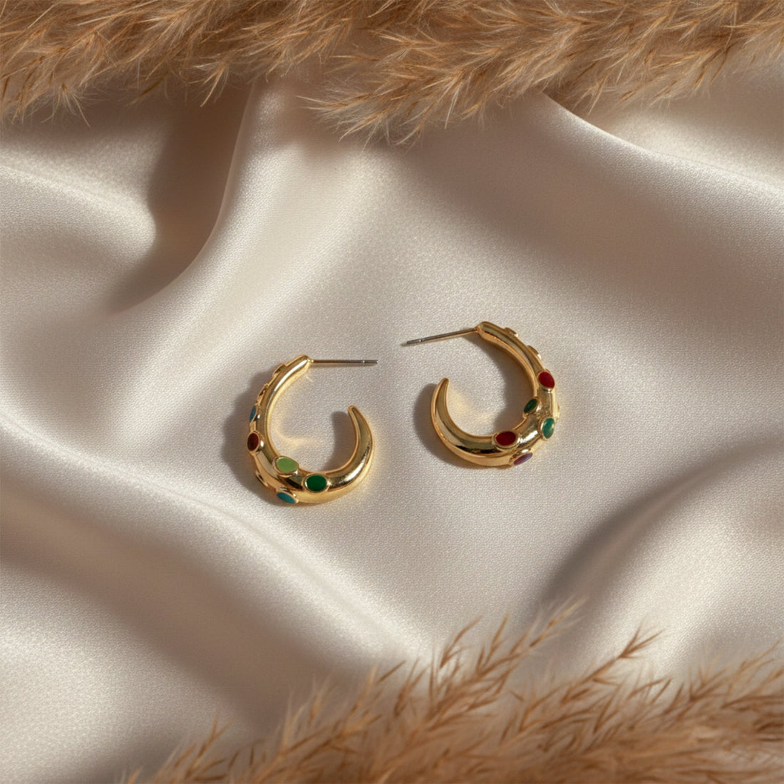 LuxeNova Colorstone Hoop Earrings