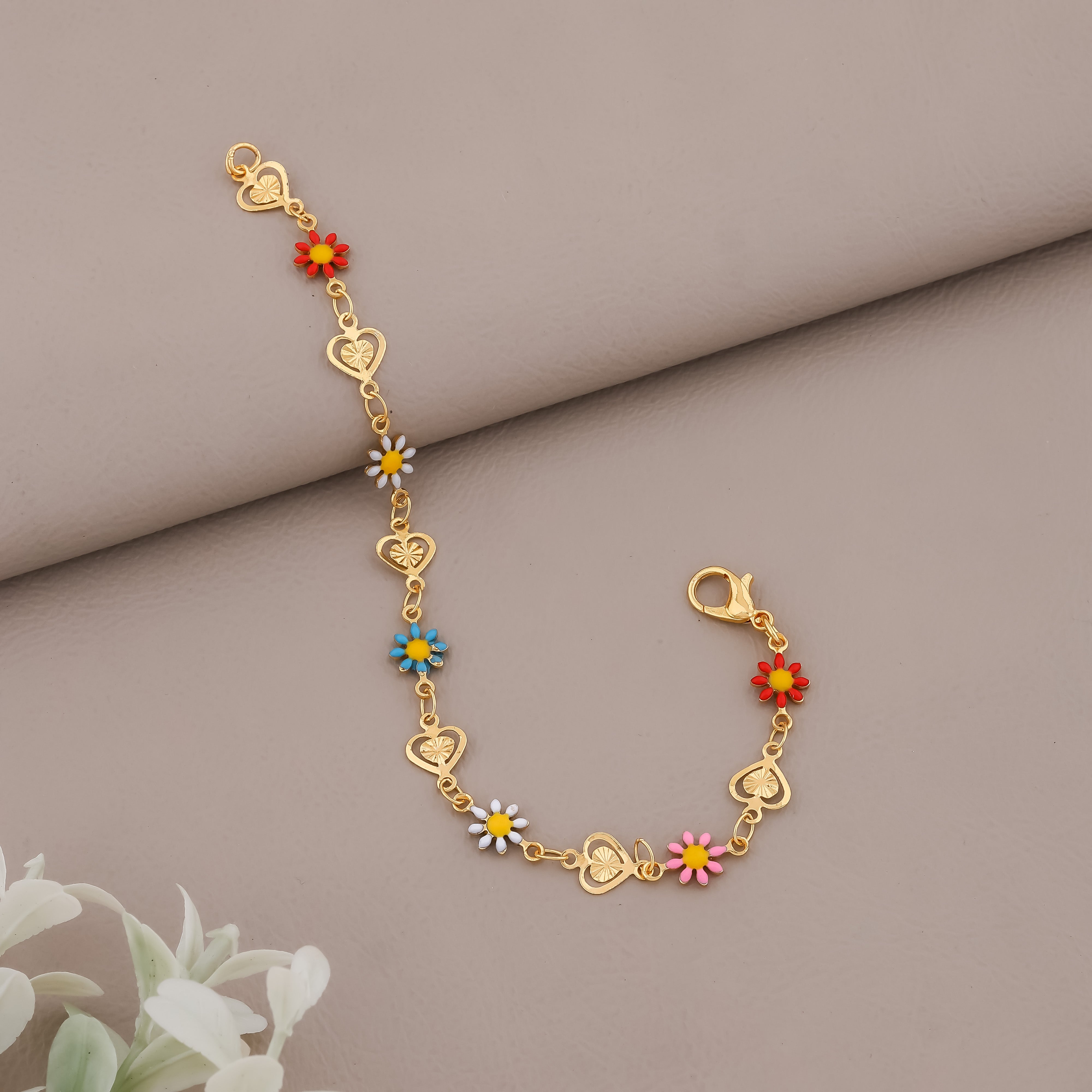 Floral Love Gold Charm Bracelet