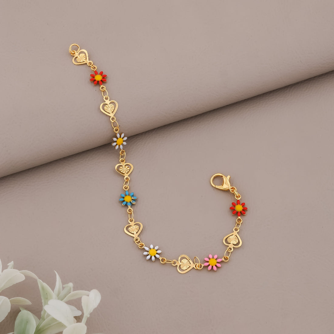 Floral Love Gold Charm Bracelet