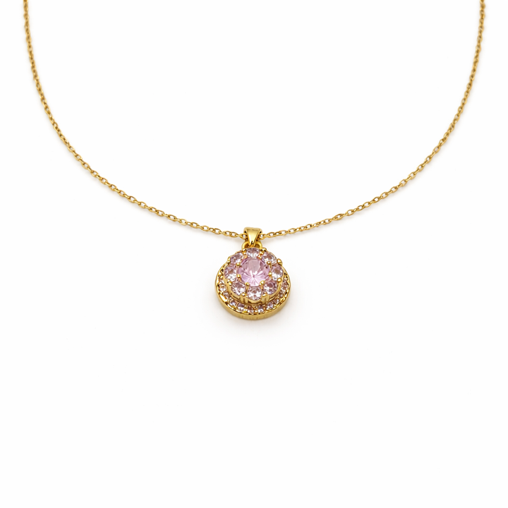 Elegant Pink Blossom Gold Necklace