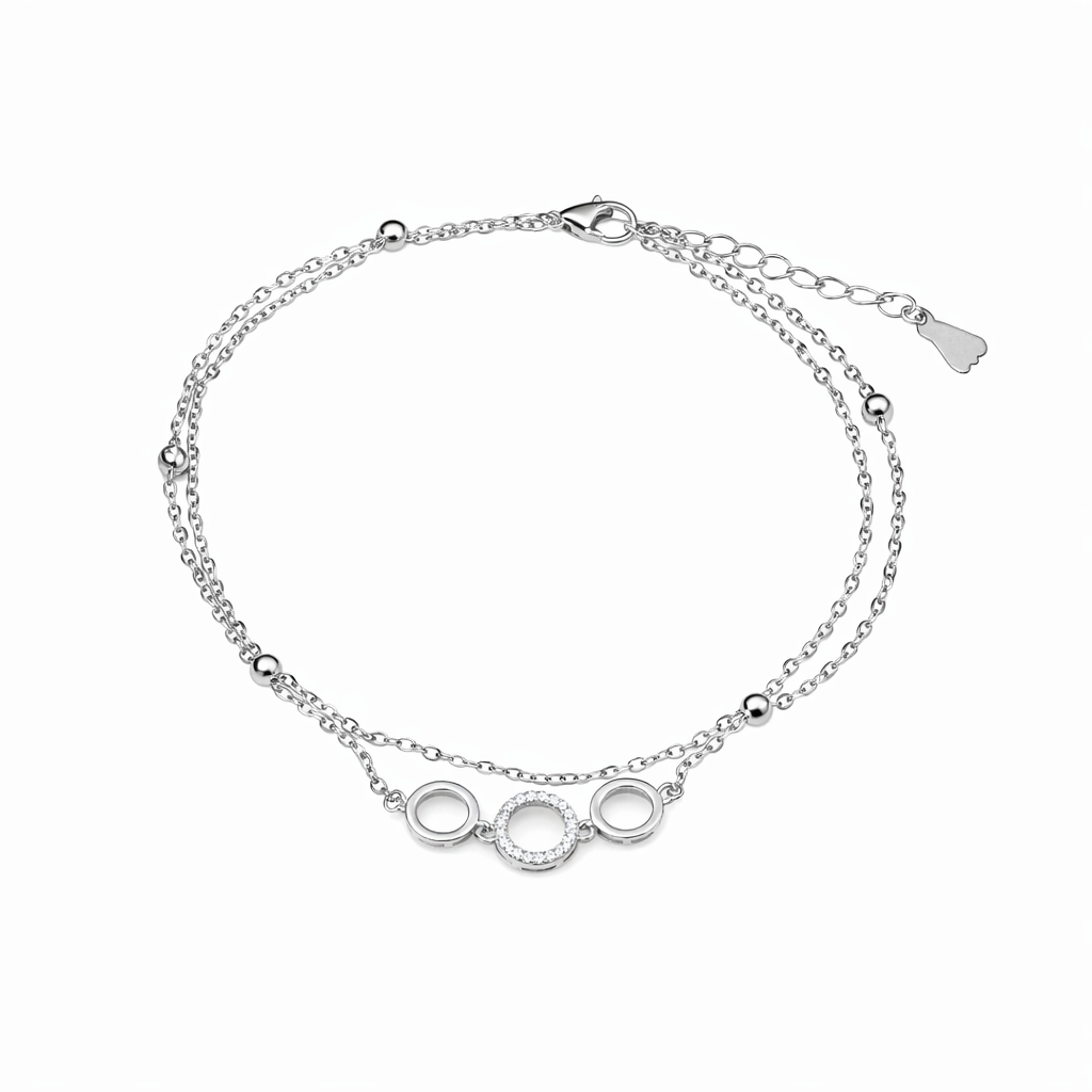 Minimalist Three Circle Silver Anklet
