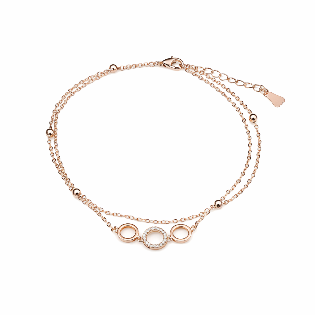 Aurora Crystal Circle Rose Gold Anklet