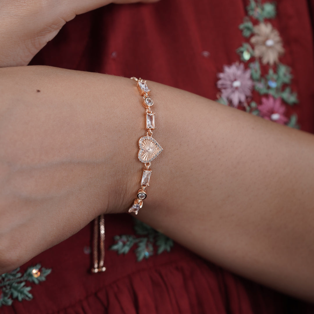 Zircon Heart Slider Bracelet
