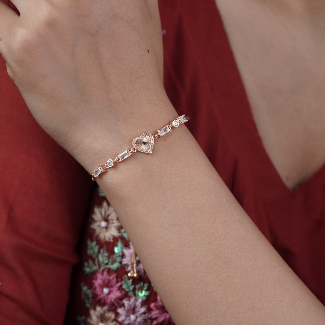 Zircon Heart Slider Bracelet