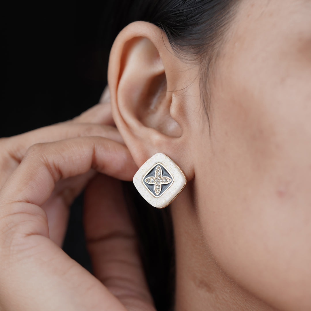 Ivory Noir Blossom Luxe Stud Earrings